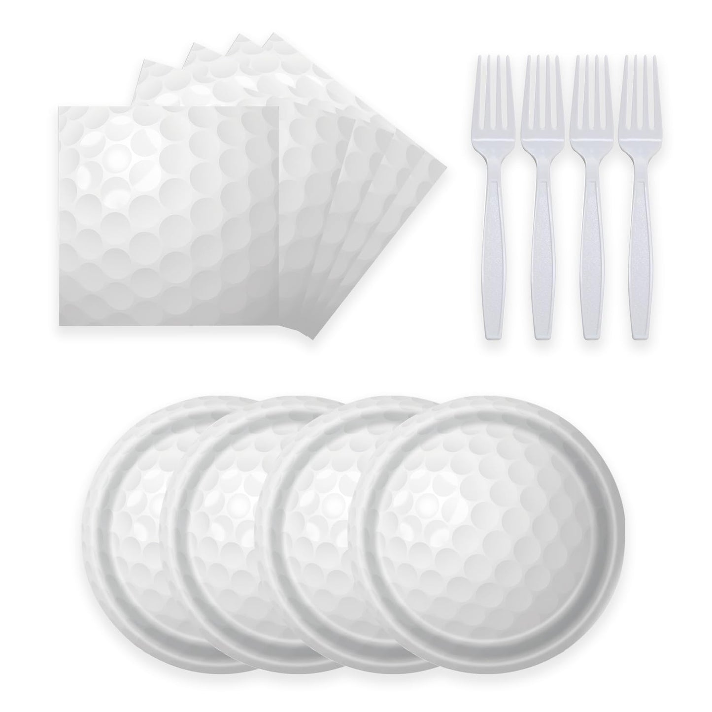 Golf Ball Party Plates & Napkins Set – 72 Piece Serves 24