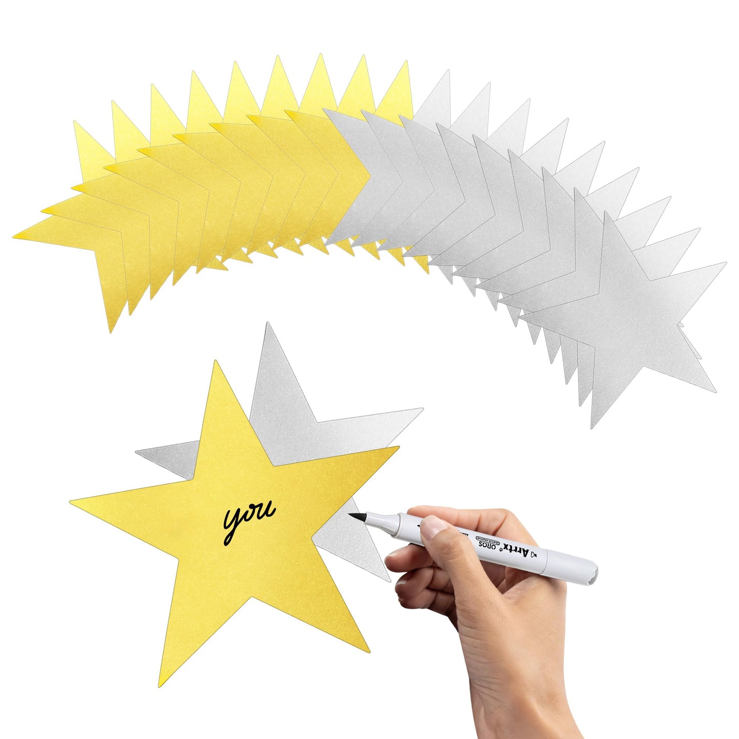 Gold & Silver Star Cutouts – 24 Pack, 6 Inch