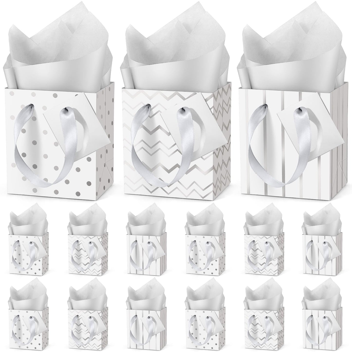 Mini Metallic Gift Bags with Handles for Party Favors