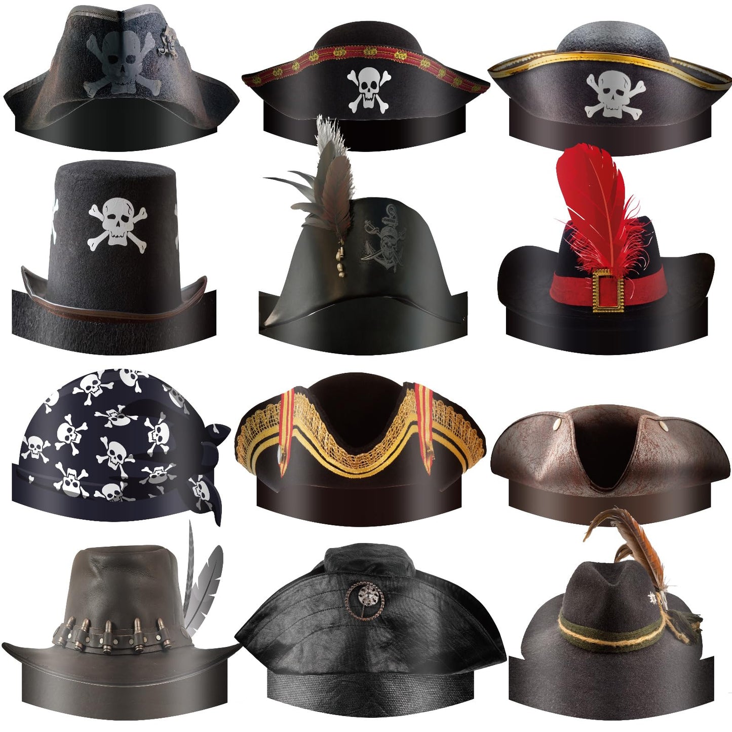 Pirate Captain Paper Costume Hats – 48 Pack