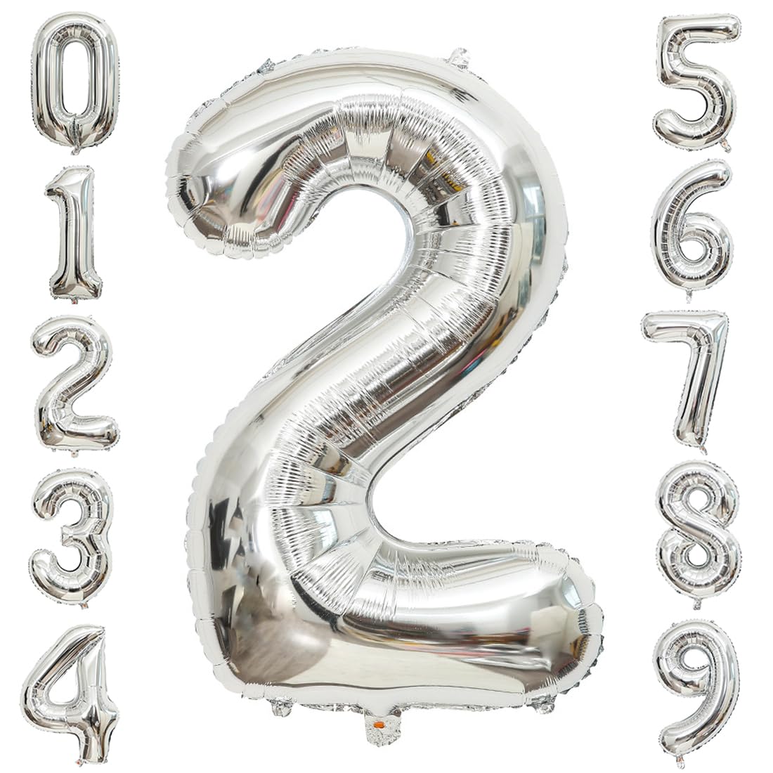 Silver Number 2 Giant Foil Balloon - 40 Inch