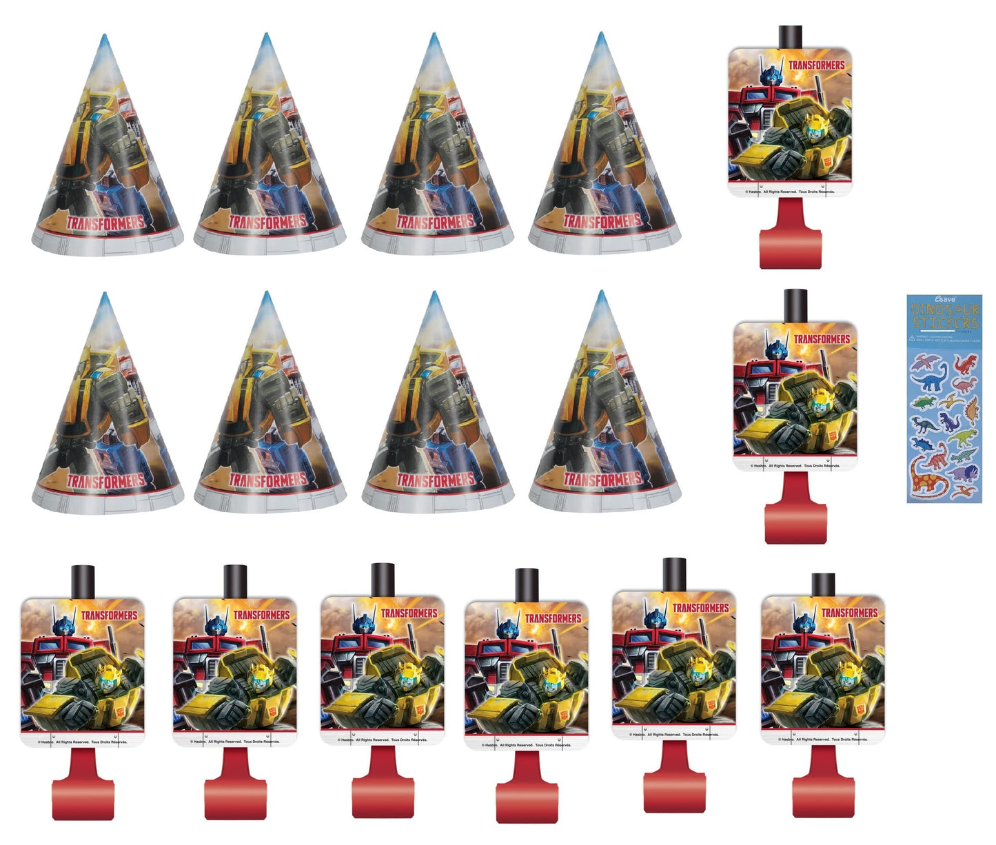 Robot Birthday Party Hat & Blowout Bundle – 8 Each