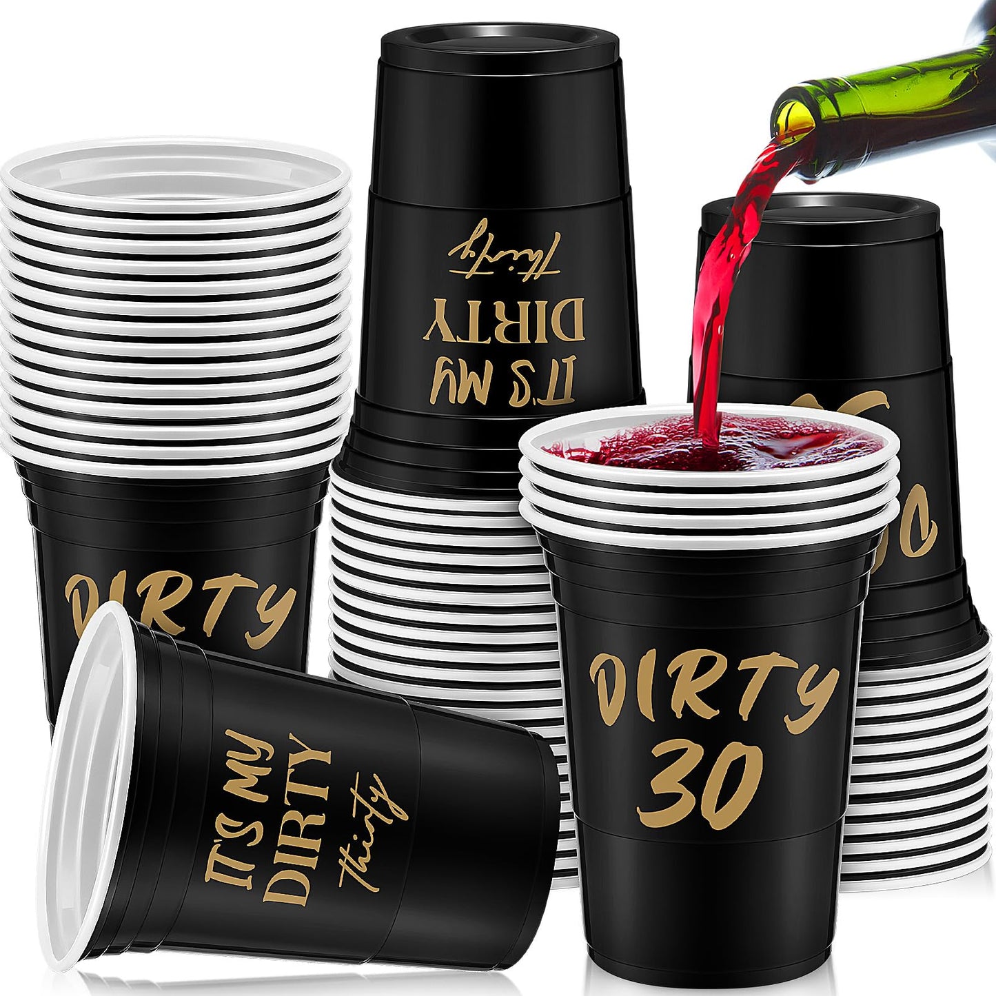 Dirty 30 Birthday Plastic Stadium Cups – 48 Pack, 16oz