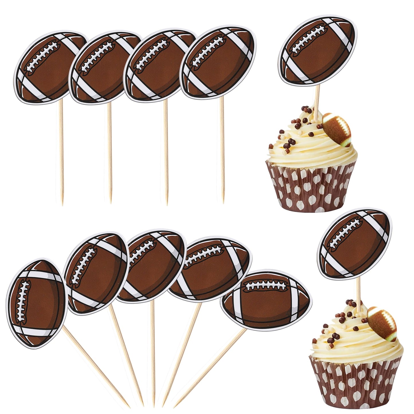 American Football Cupcake Toppers – 40 Pack