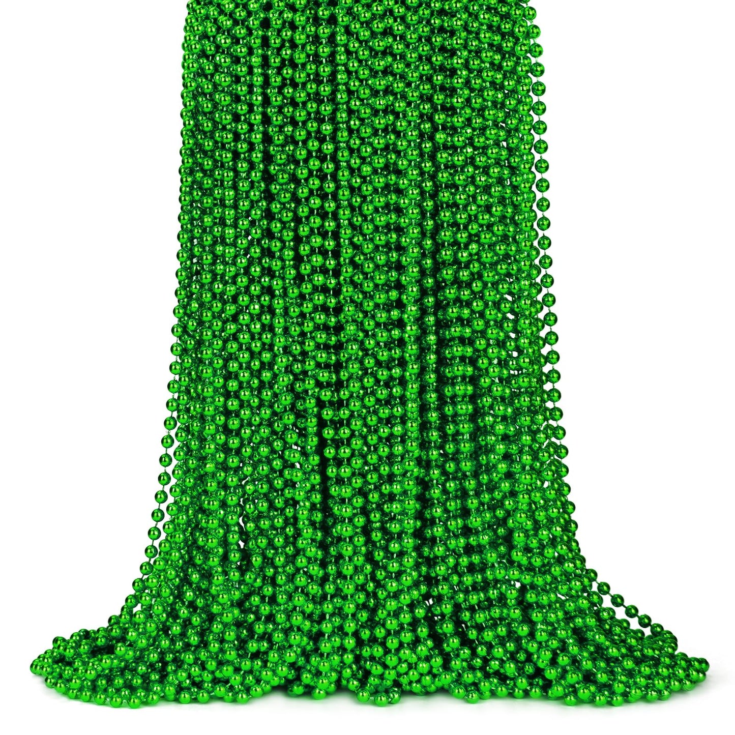 Metallic Green Beaded Party Necklaces – 100 Pack