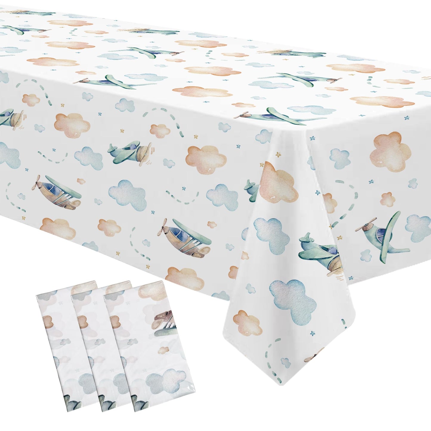 Airplane Party Tablecloths – 3 Pack, 54 x 108 Inch
