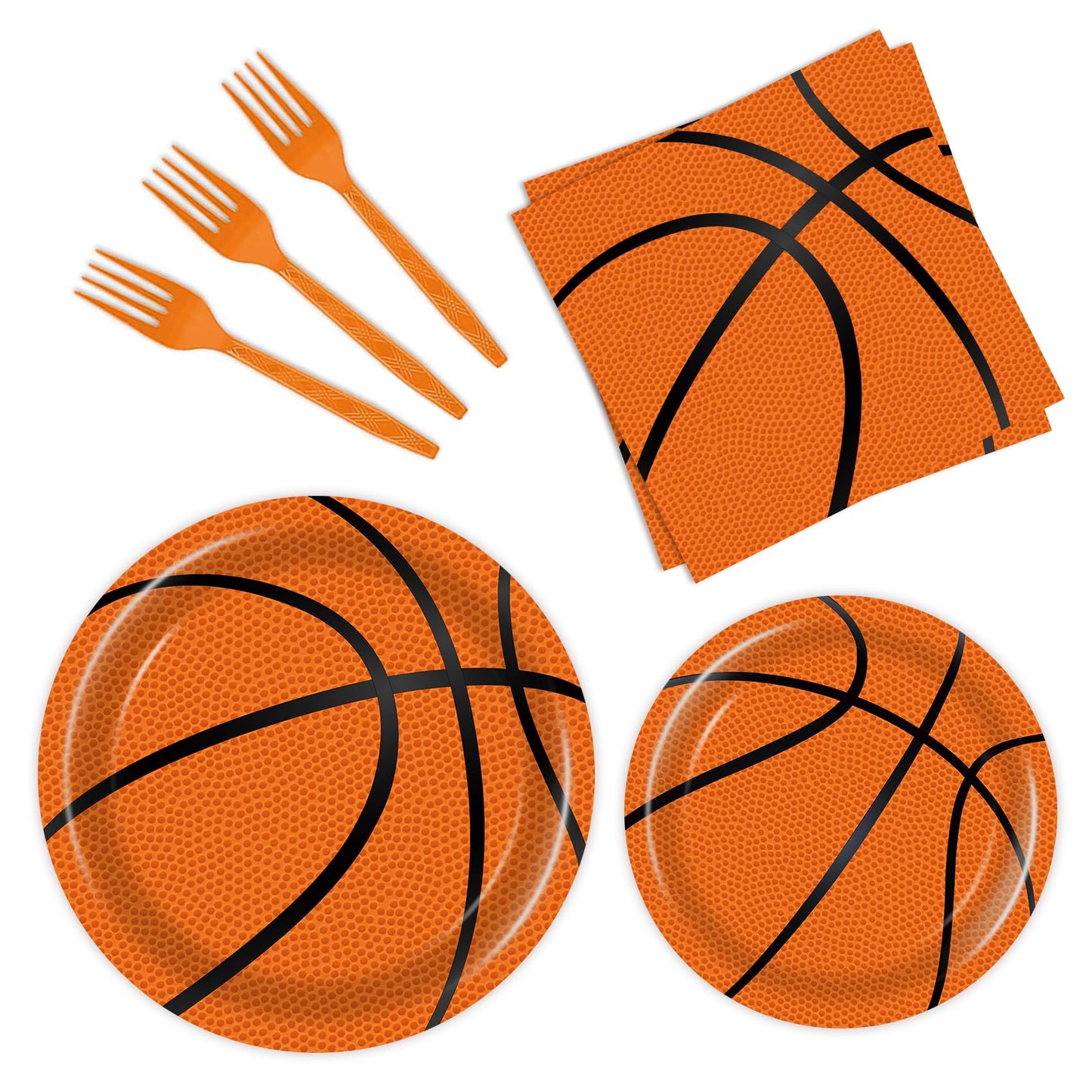 Basketball Plates & Napkins Party Set – 96 Piece