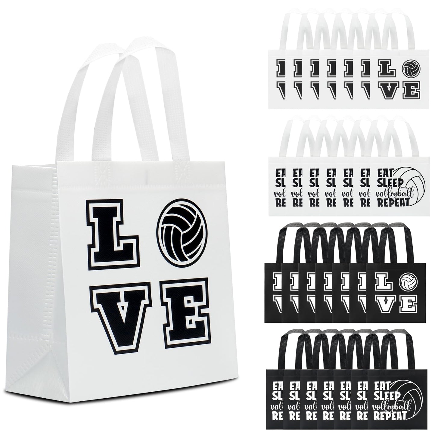 Volleyball Party Treat Gift Bags with Handles – 24 Pack