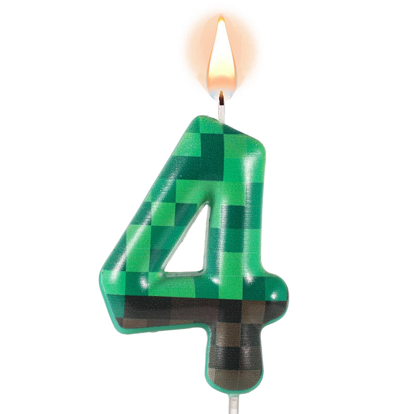 TNT Pixel Green Number 4 Birthday Cake Candle