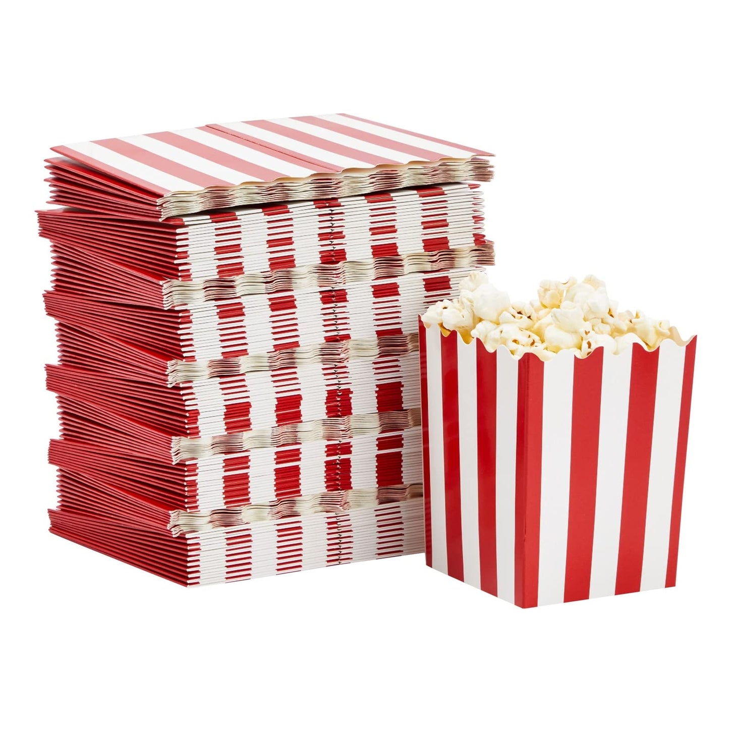 Mini Popcorn Boxes – 100 Pack, Red & White