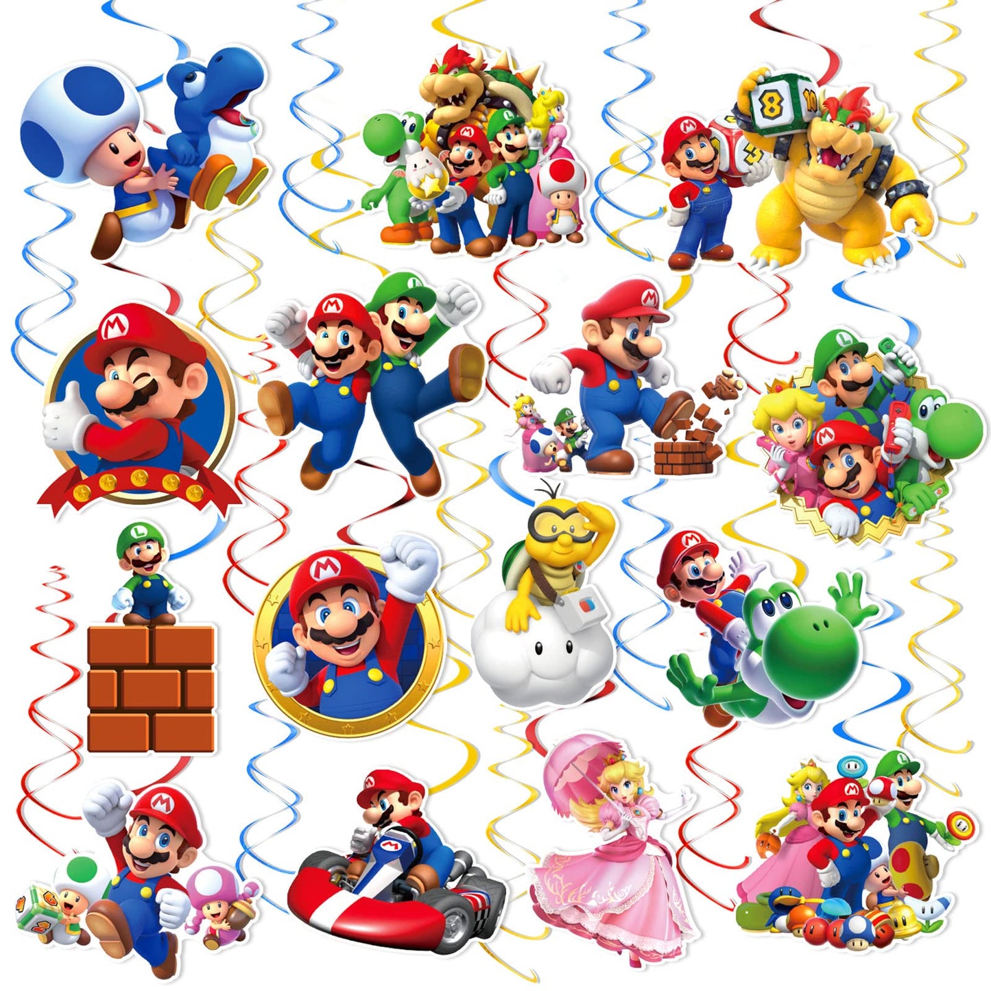 Plumber Adventure Hanging Swirl Ceiling Decorations – 45 Piece
