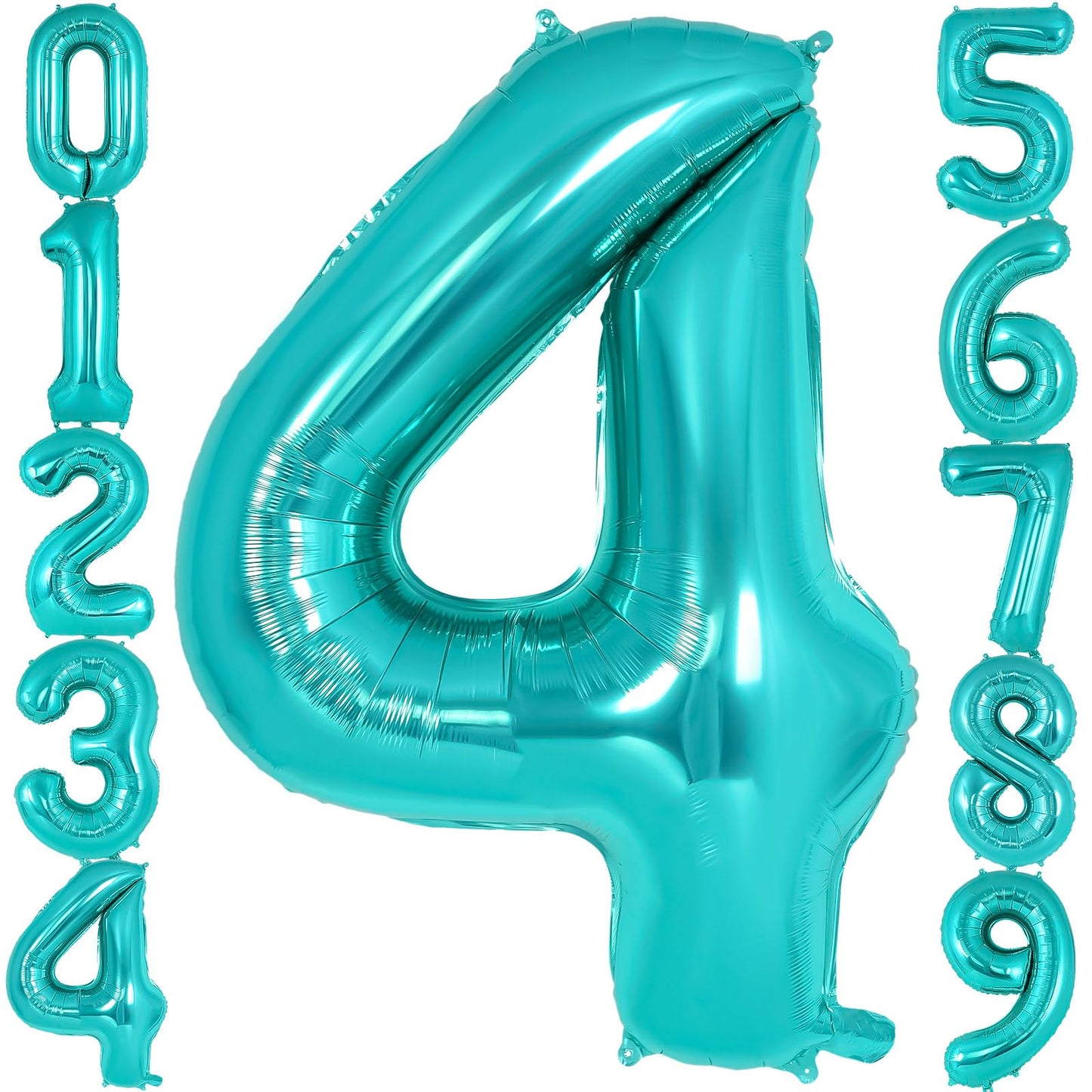 40 Inch Teal Blue Number 4 Foil Balloon