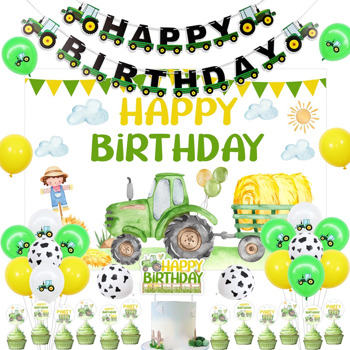 Tractor Birthday Party Decoration Set – Complete Bundle