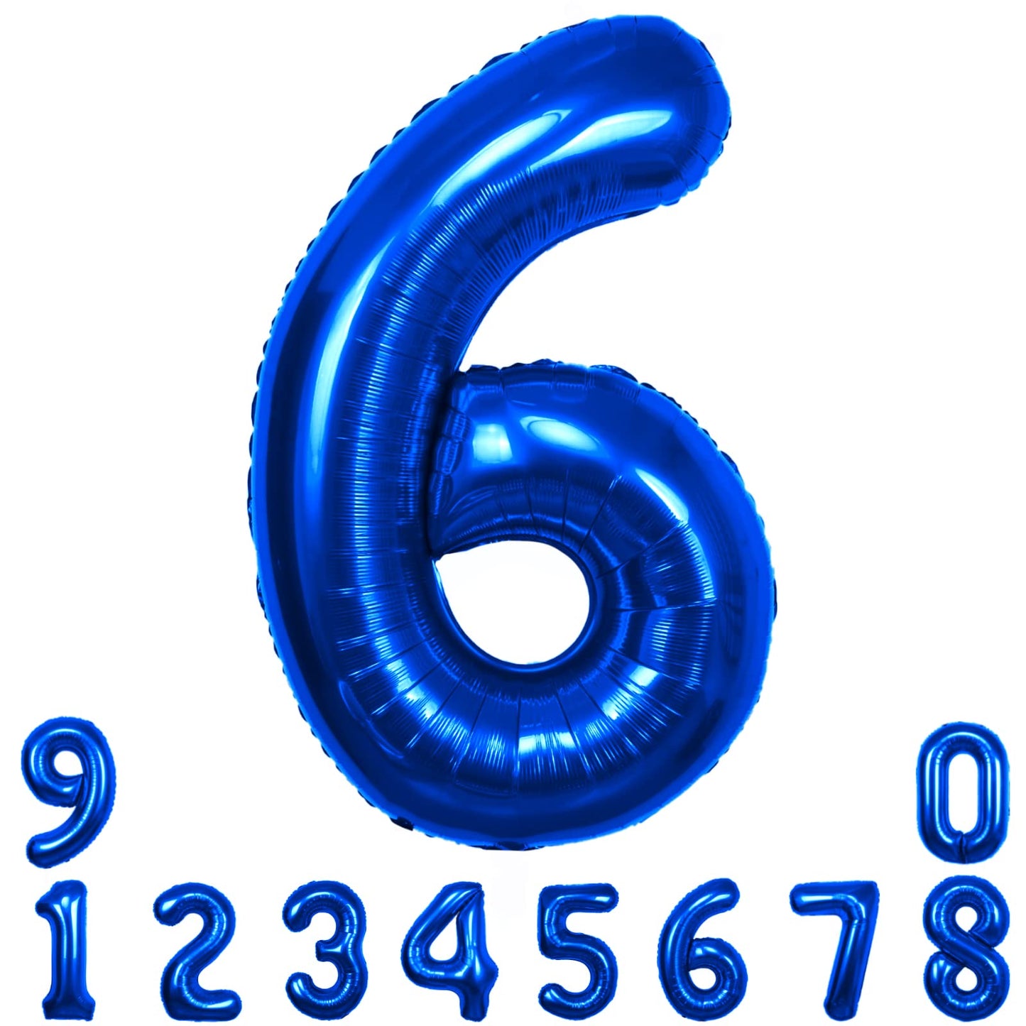 Blue Number 6 Giant Foil Birthday Balloon - 40 Inch