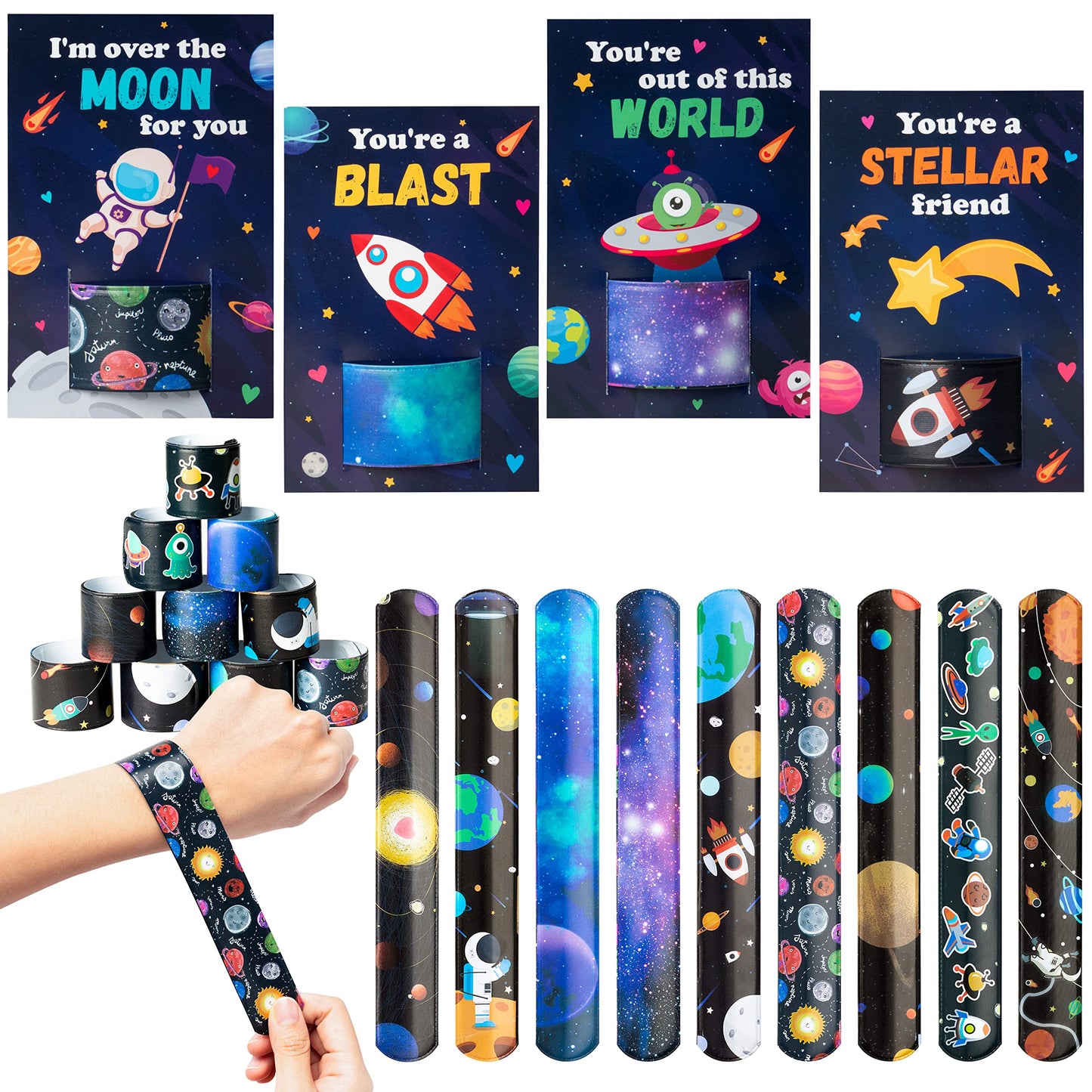 Outer Space Slap Bracelets with Valentine’s Day Cards for Kids