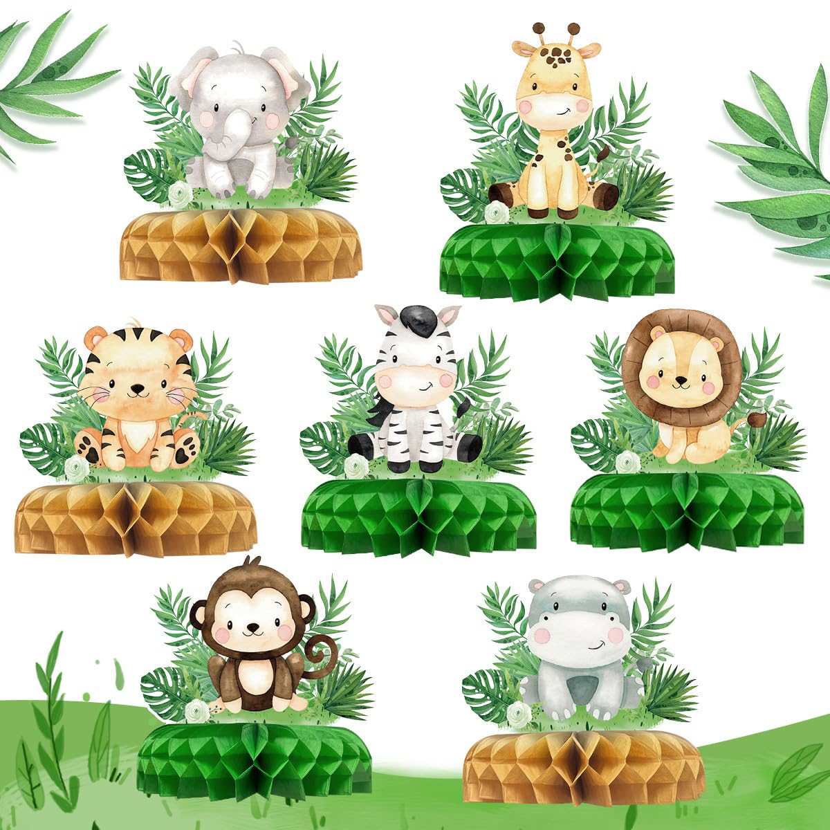 Safari Jungle Animals Honeycomb Table Centrepieces – 7 Piece