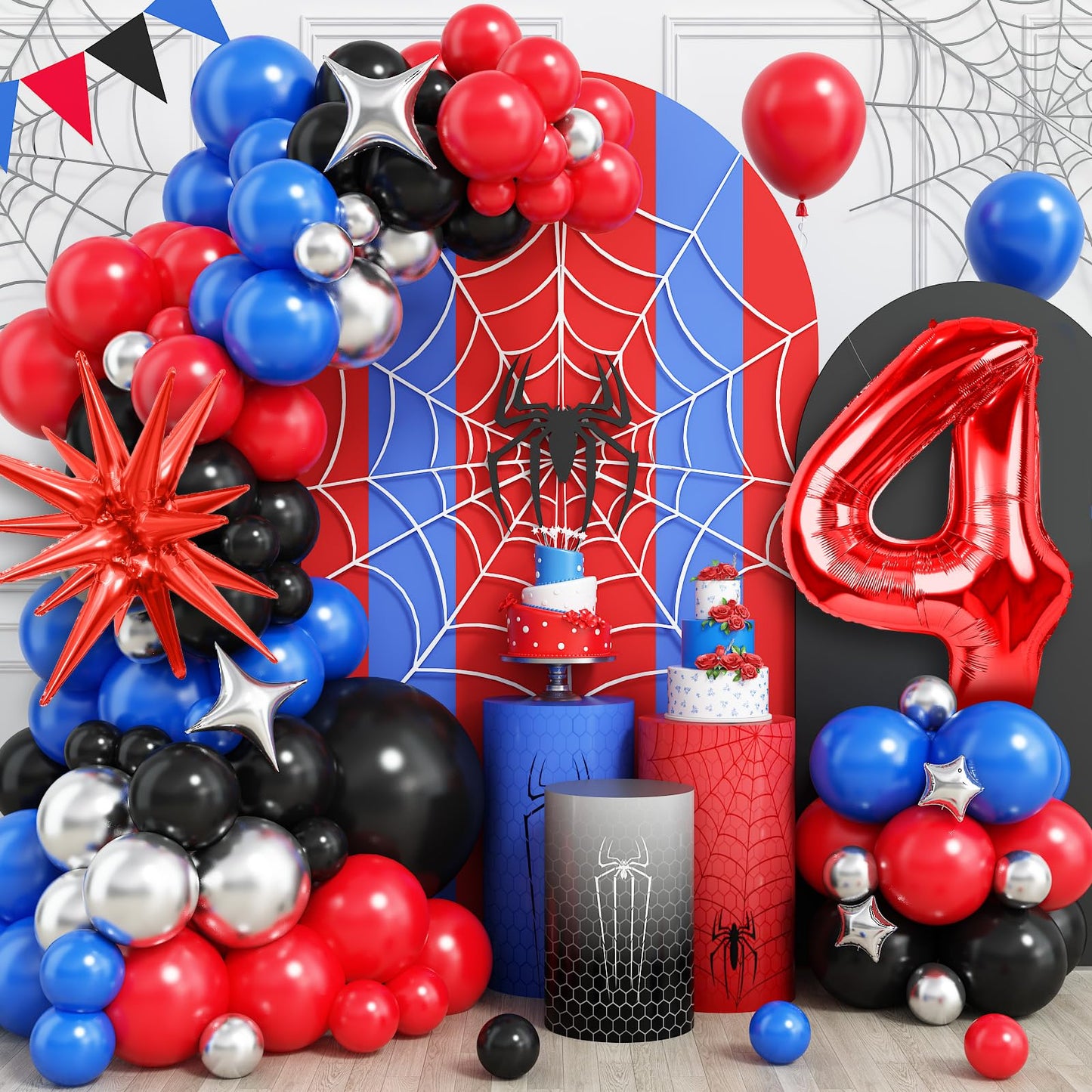Spider Hero 4th Birthday Balloon Arch Kit