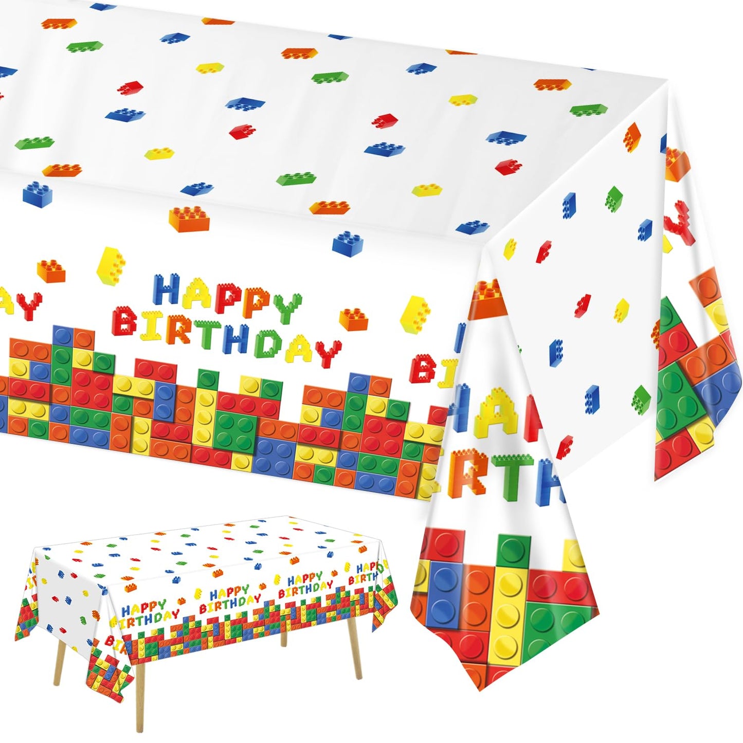 Building Block Plastic Party Tablecloth – 3 Pack