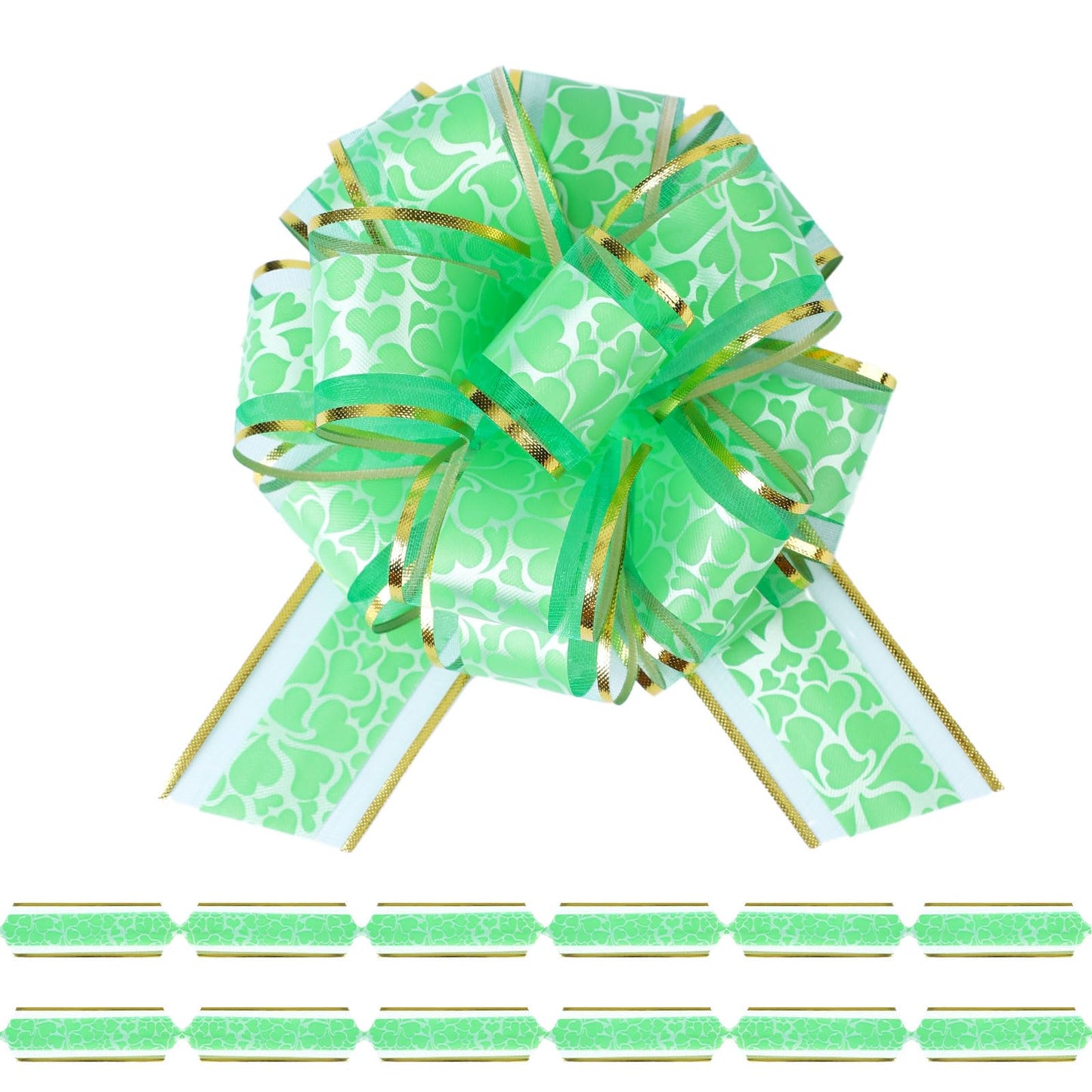 6 PCS Large Pull Bows6 inches Gift Bows for Gift Basket Gift Bag Box Wrapping Decor Valentines Day Birthday Anniversary Wedding Florist Packaging (Green)