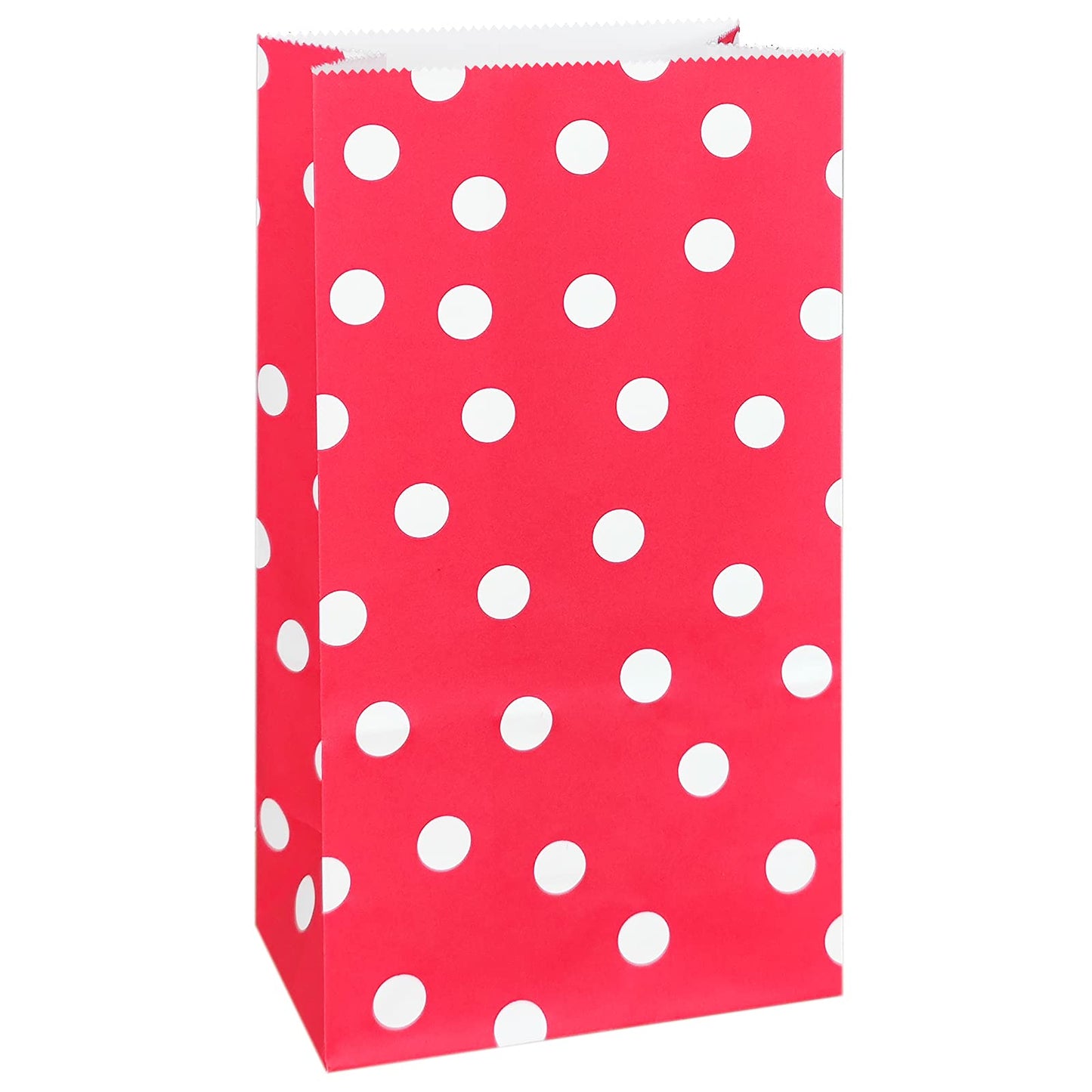 ADIDO EVA 100 PCS Red Kraft Paper Bags Biodegradable Polka Dot Paper Lunch Bags for Kid’s Birthday Party Favor (Small5.1 x 3.1 x 9.4 in)