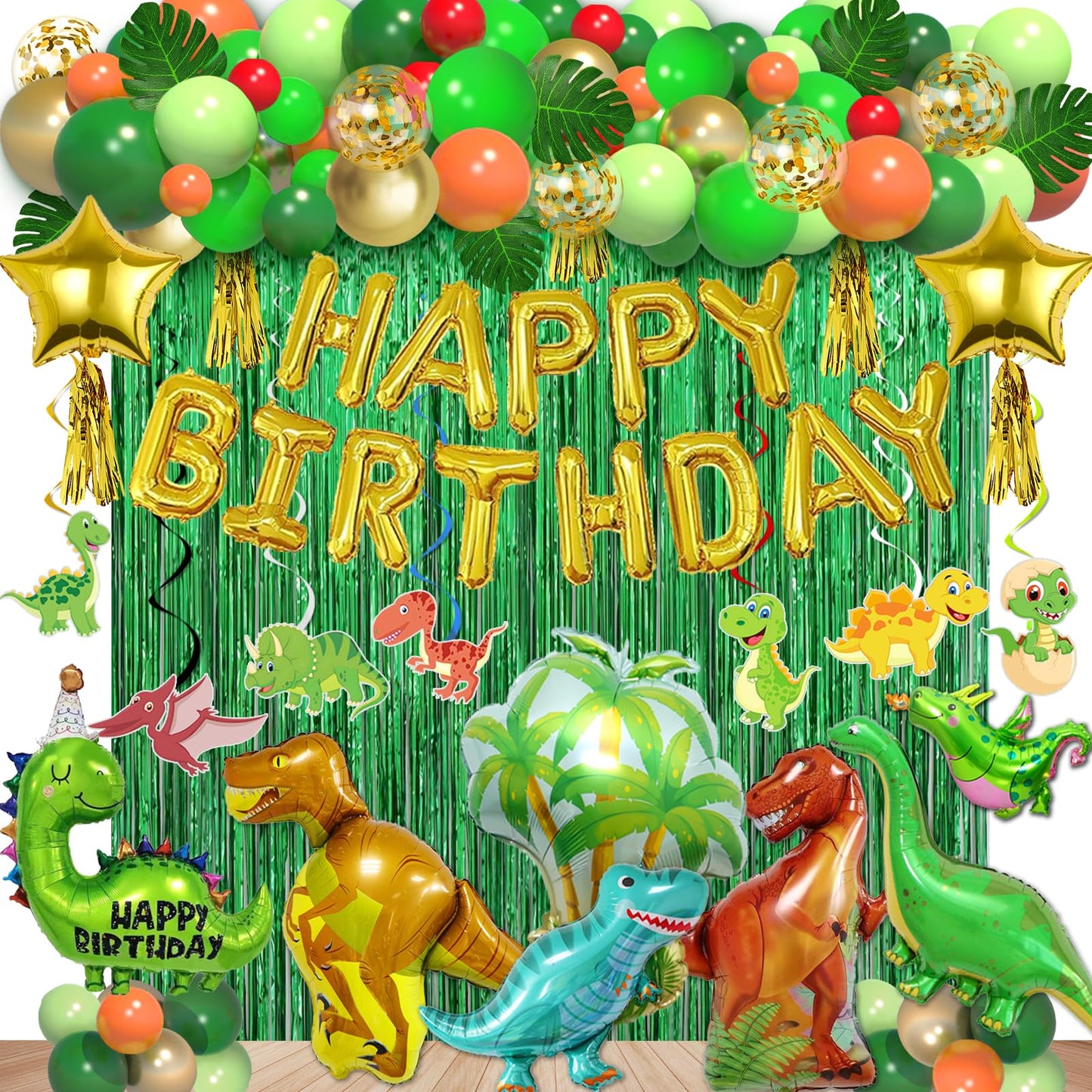 Dinosaur Birthday Party Decoration Kit with Balloon Arch – 125 Piece