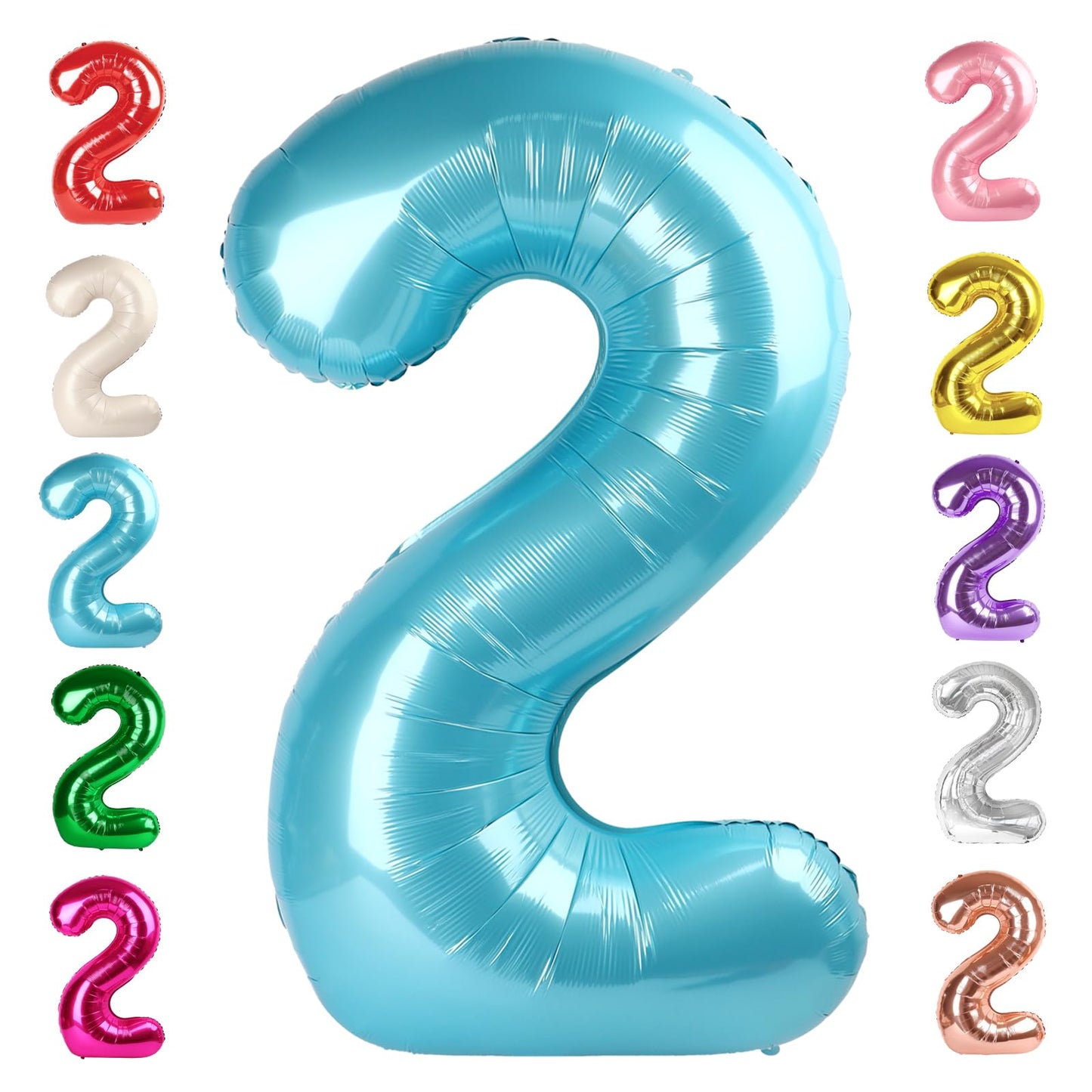 Pearl Blue Number 2 Giant Foil Birthday Balloon – 40 Inch