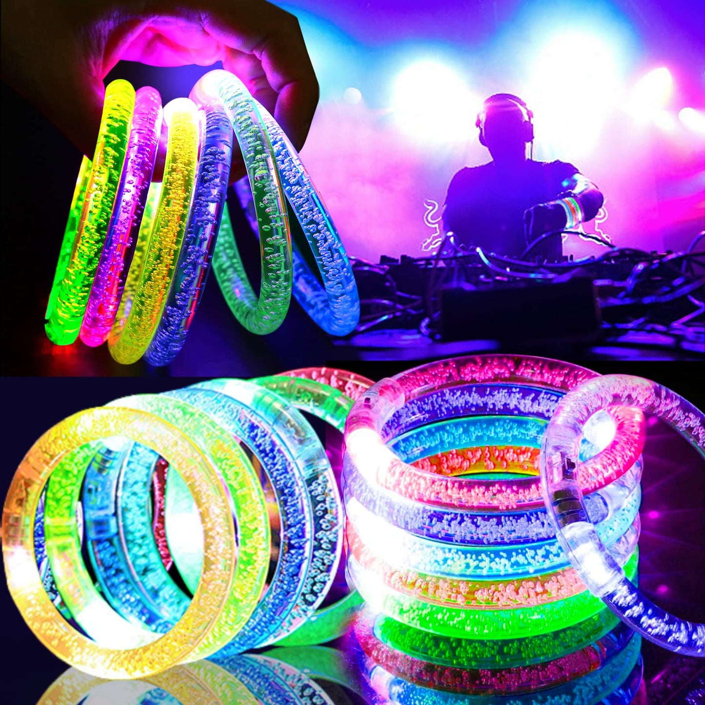 40 PCS Led Glow Sticks Bracelets Glow In the Dark Party Supplies Light Up Bracelets Glow Party Favors for Kids Adults Party Supplies for Christmas Halloween New Year Party Light Up Toys Gifts (40)