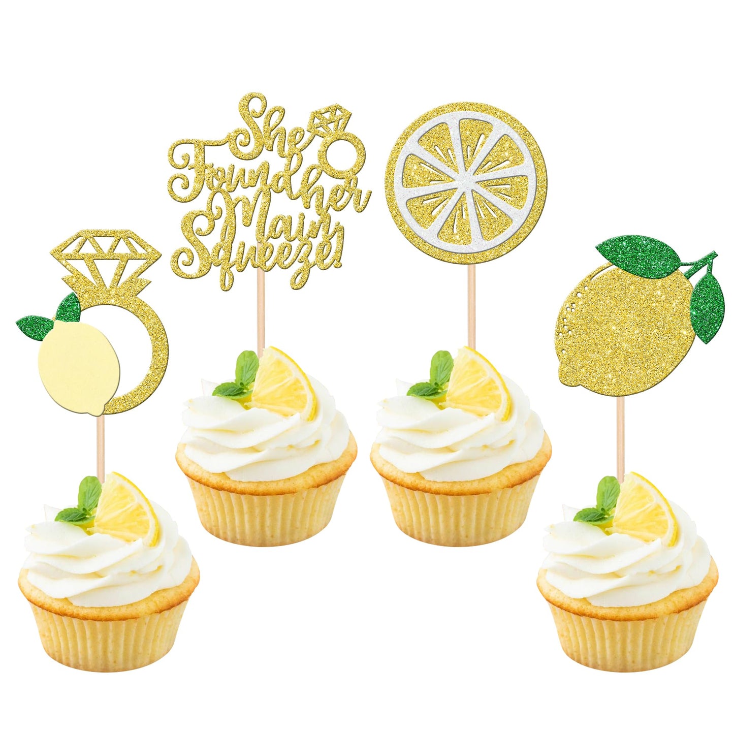 Lemon Cupcake Toppers – 24 Pack, She Found Her Main Squeeze