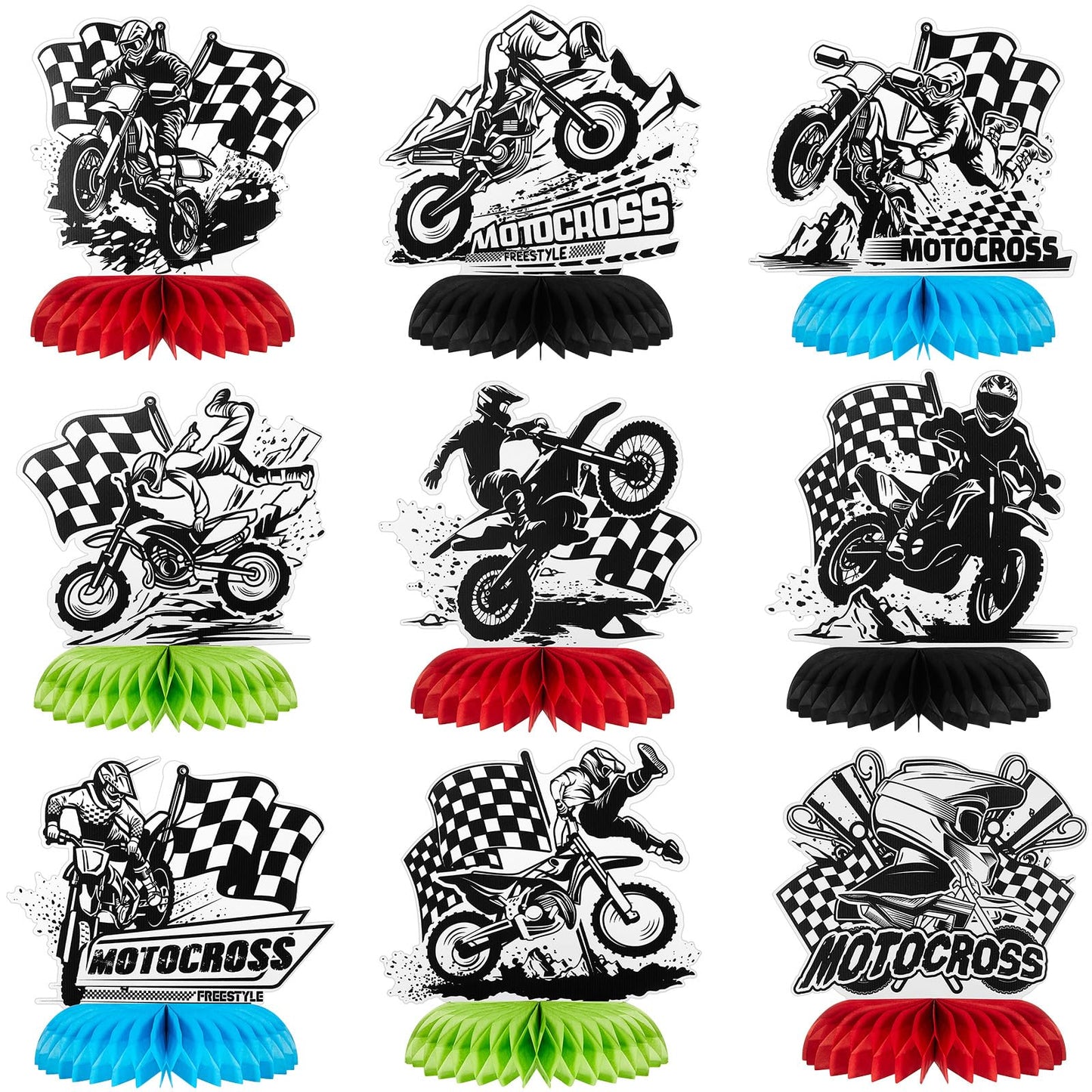 Motorcycle Dirt Bike Honeycomb Table Centrepieces – 9 Piece