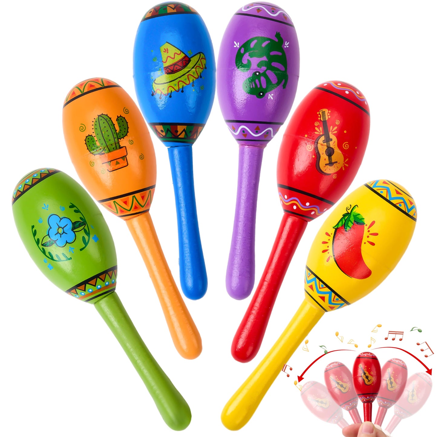 Cinco De Mayo Colorful Mini Wooden Maracas Set