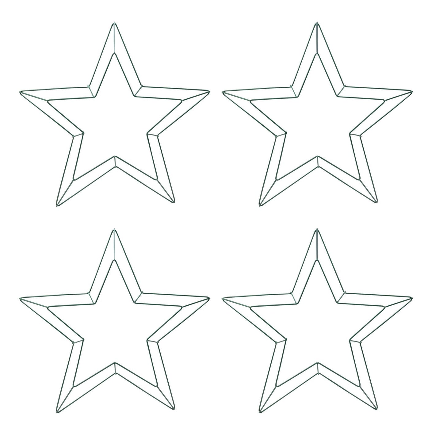 UTALIND 4pcs Metal Wire Wreath Wire Frame Form Hanger 15.7inch Large Star Wreath for Birthday Party Decorations Green