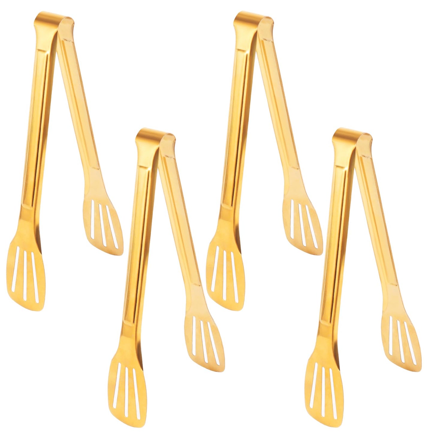 4 Pack Gold Serving TongsMetal Serving Tongs for buffetparty9 InchGold Utensils(Gold Tongs for Serving Food)