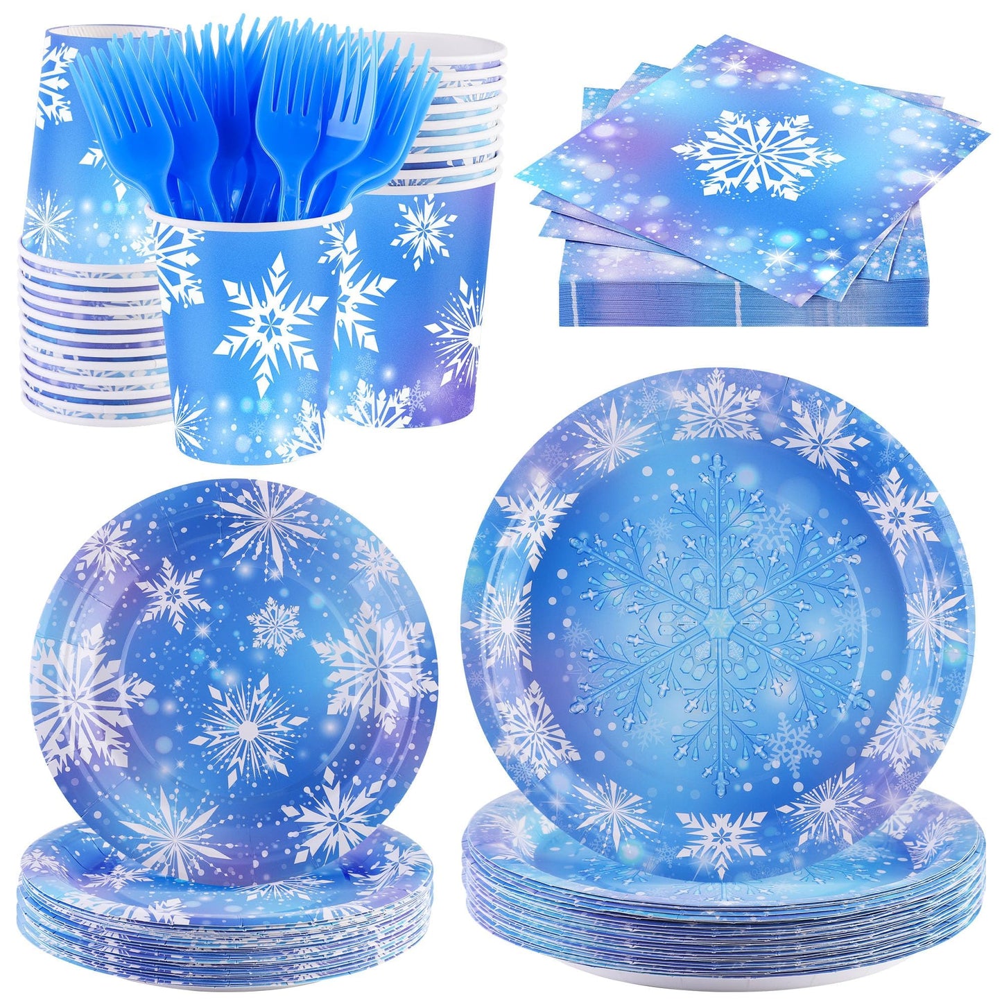 Winter Ice Princess Snowflake Party Tableware Set - 144 ct