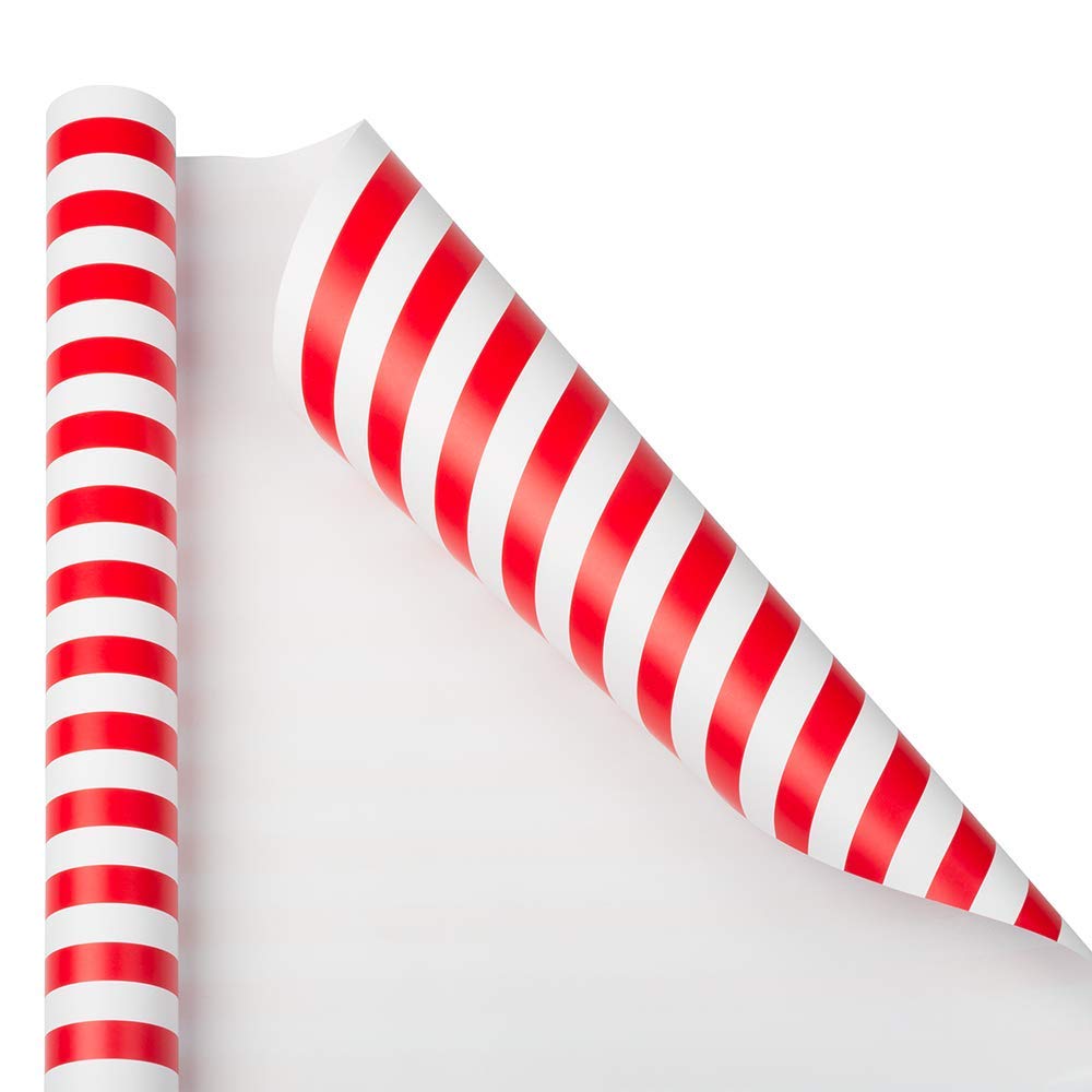 JAM Paper Gift Wrap - Striped Wrapping Paper - 25 Sq Ft (30 in x 10 Ft) - Red & White Stripes - Roll Sold Individually