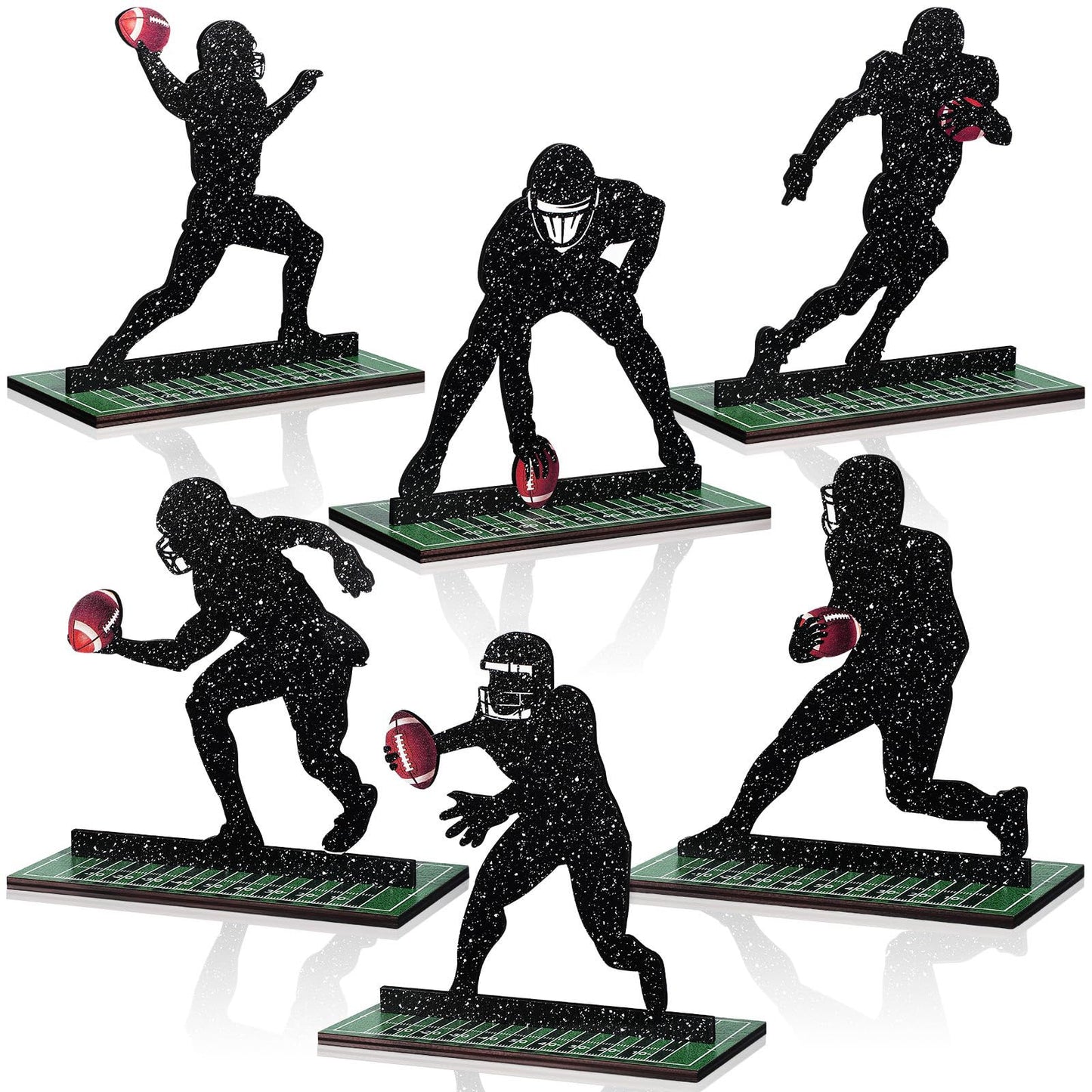 Football Player Silhouette Wooden Table Centrepiece Signs – 6 Piece