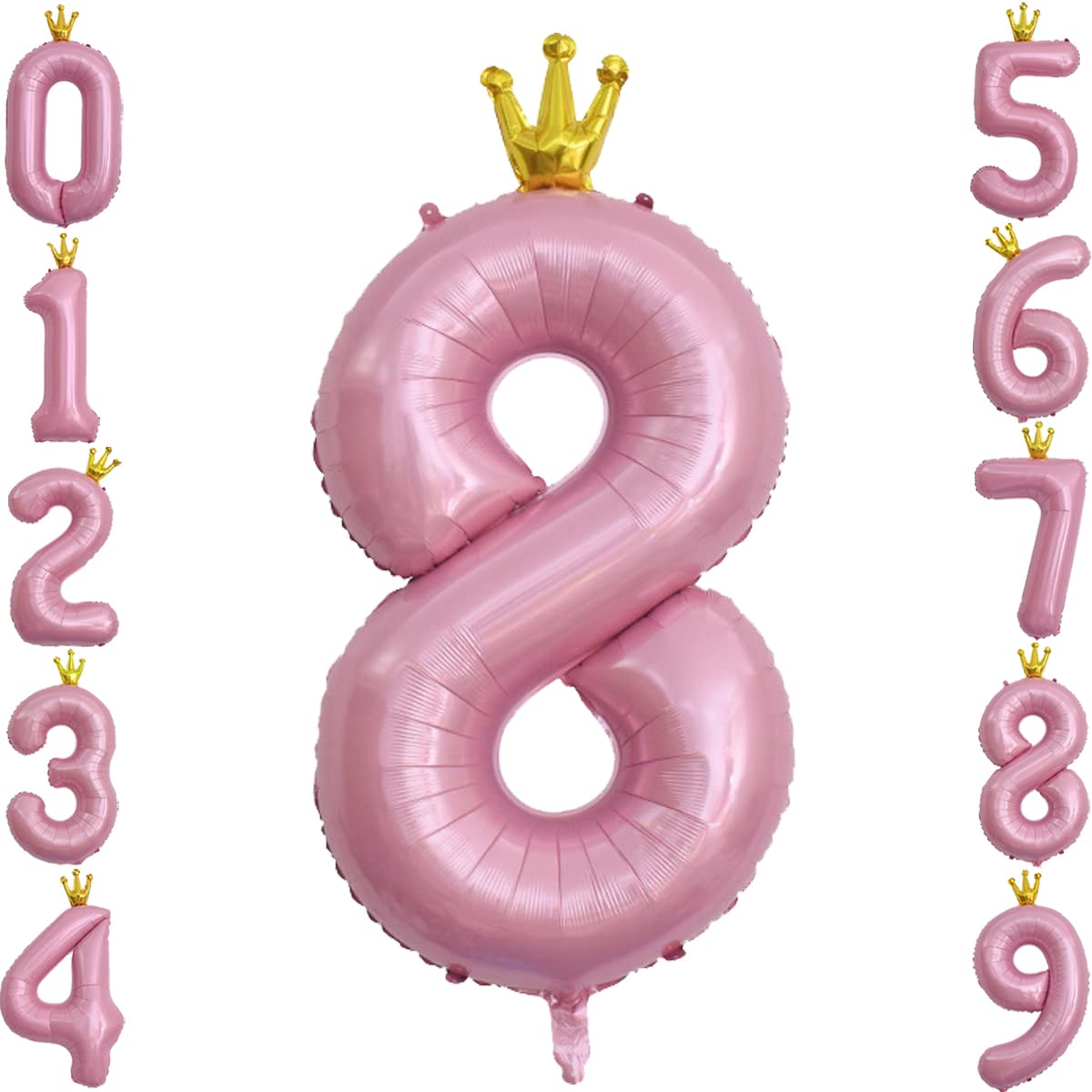 Number 8 Balloons - Large 40 Inch |8 18 80 Pink Birthday Balloons for Girls Women |Giant Kids Party Balloons | 8th Birthday Decorations | Number 8 Balloons for Girls Birthdays