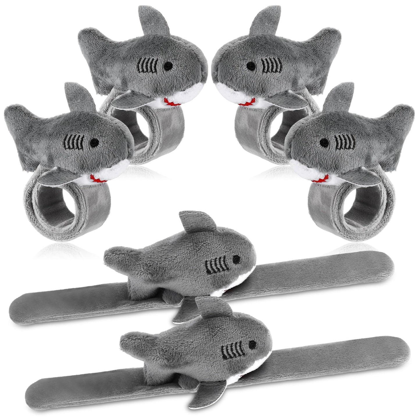 Shark Plush Stuffed Animal Slap Bracelets – 6 Pack