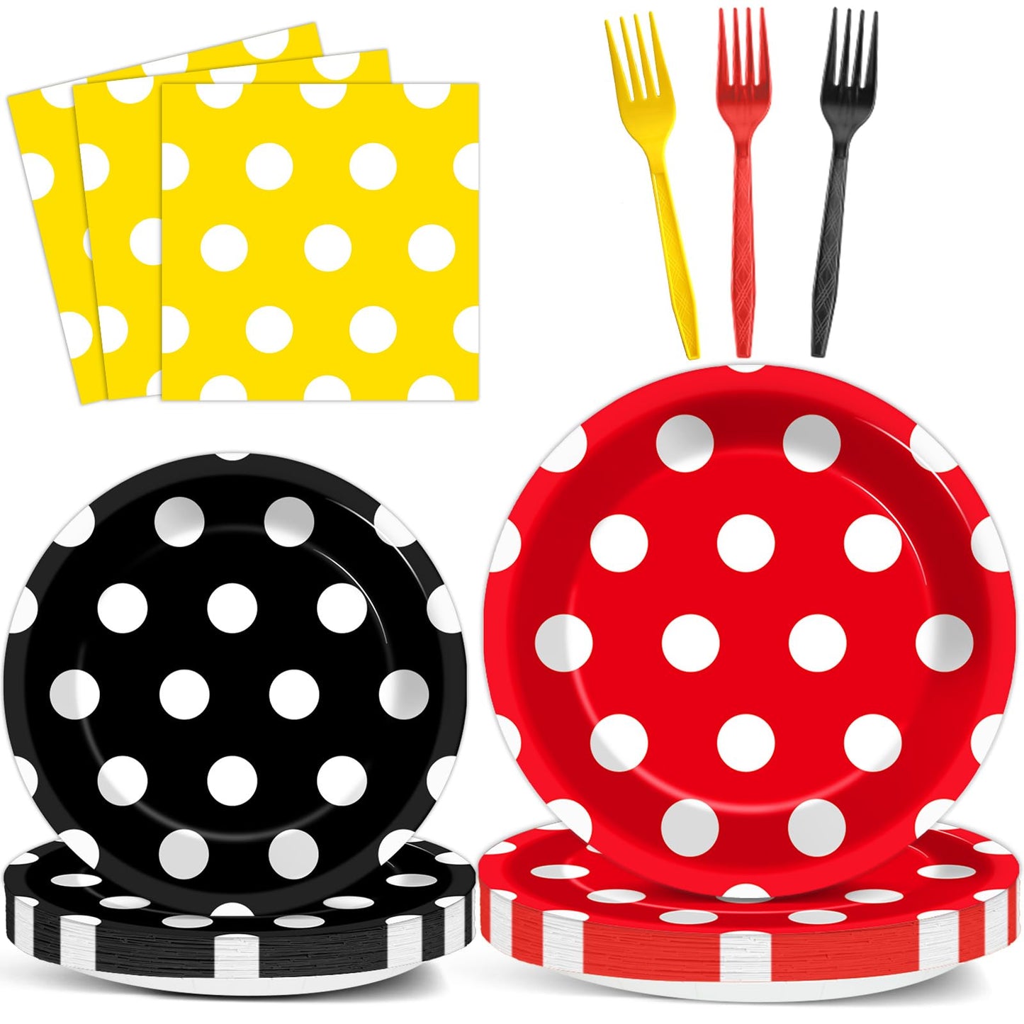 Mouse Party Paper Plates & Napkins – 96 Pack Cartoon Tableware