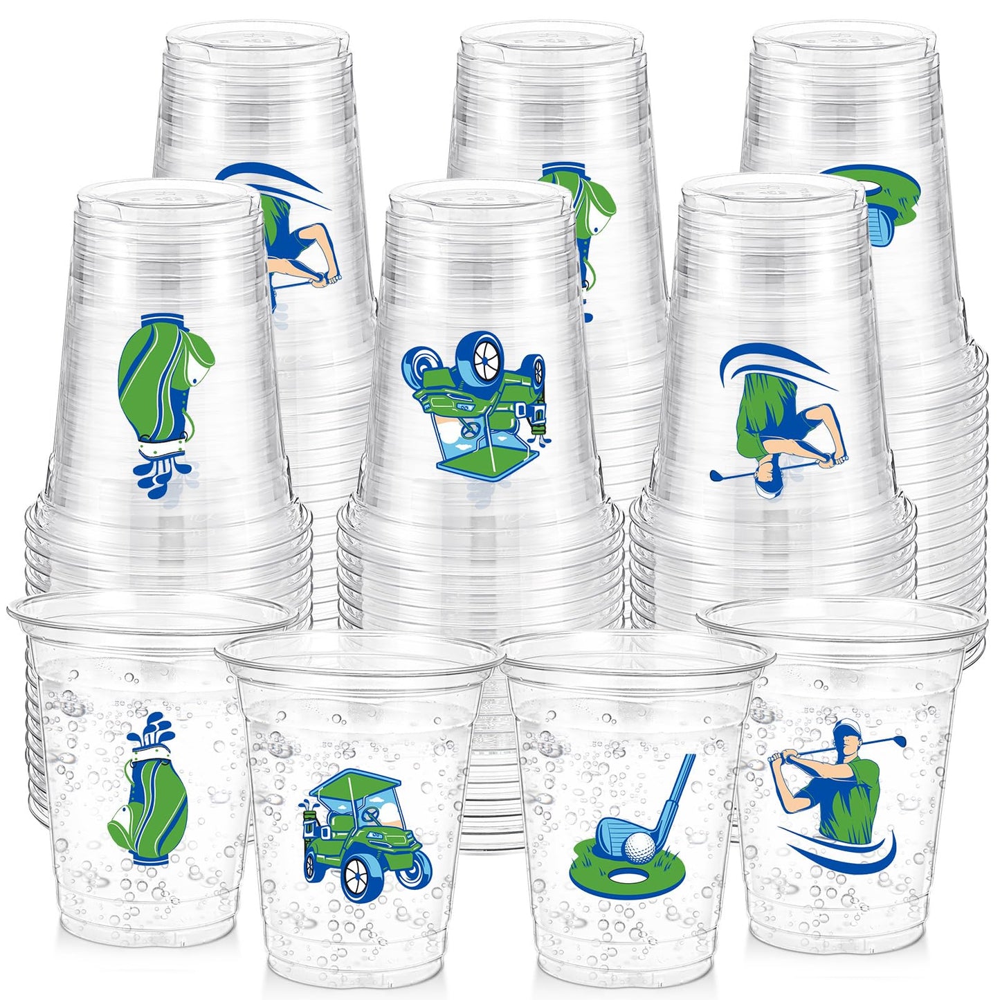 Golf Themed 12oz Clear Plastic Party Cups - 100 ct