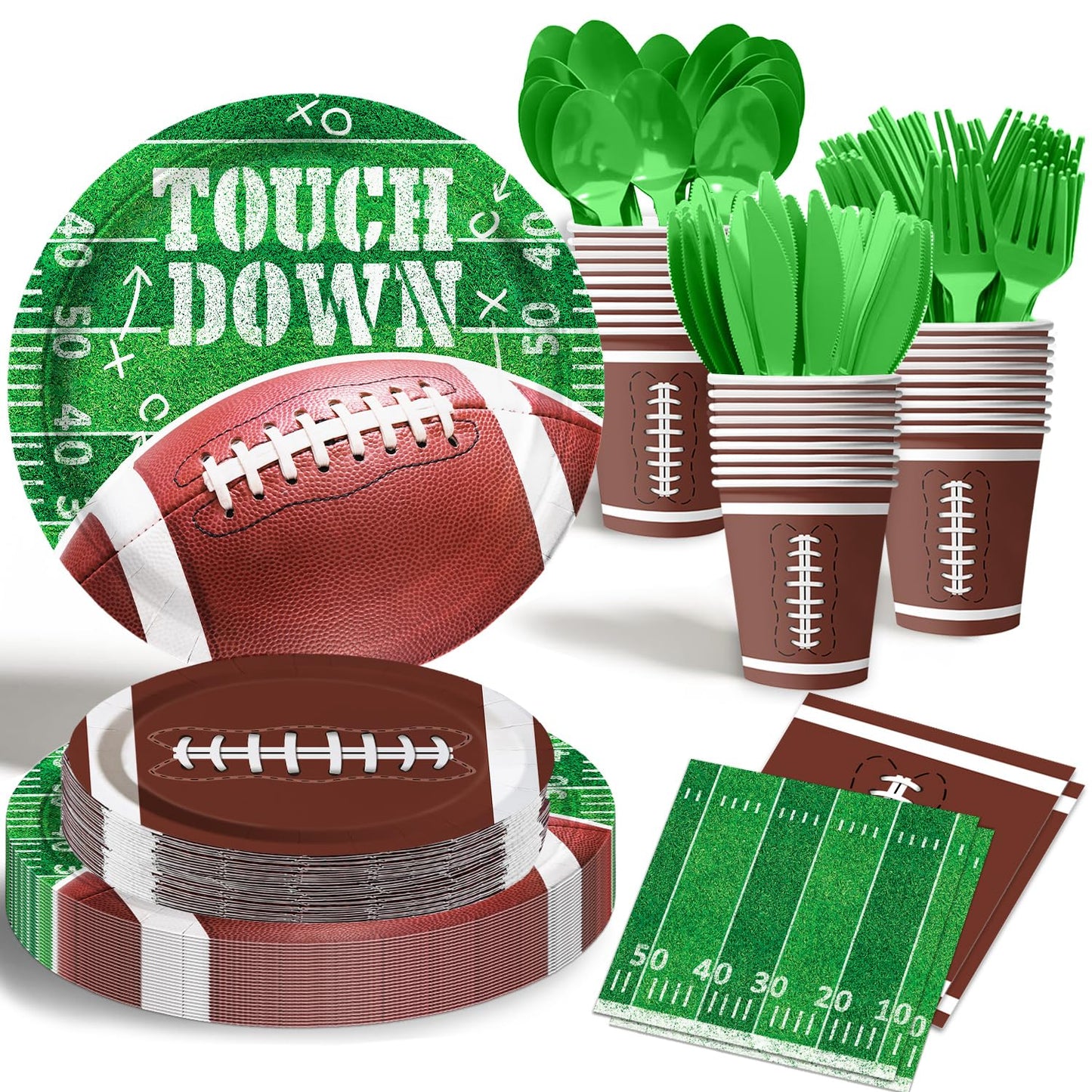 Football Party Tableware Kit – 168 Piece Serves 24