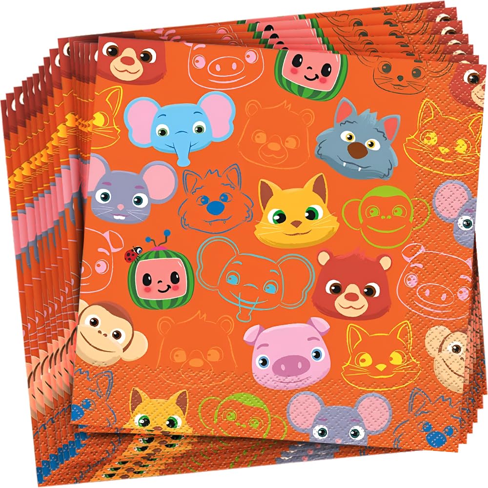 CoComelon Multicolor Disposable Beverage Napkins