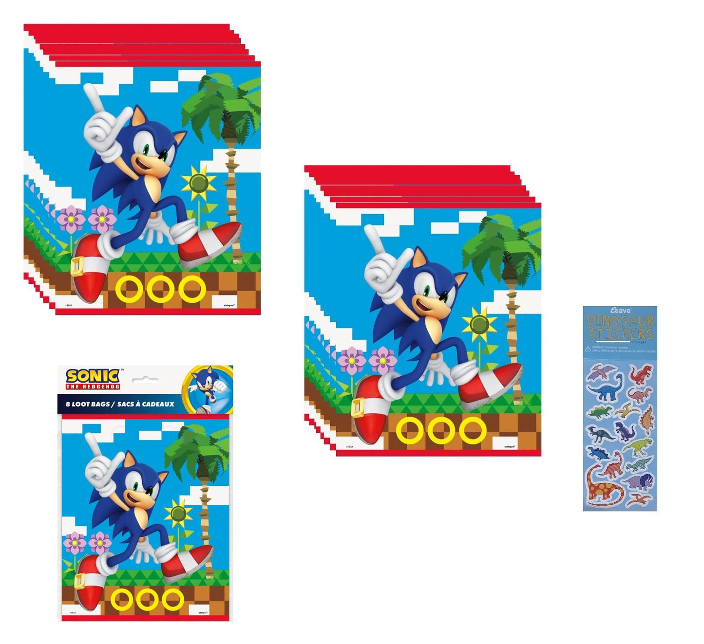 Speedy Blue Hedgehog Character Party Favour Loot Bags with Sticker – 16 Pack
