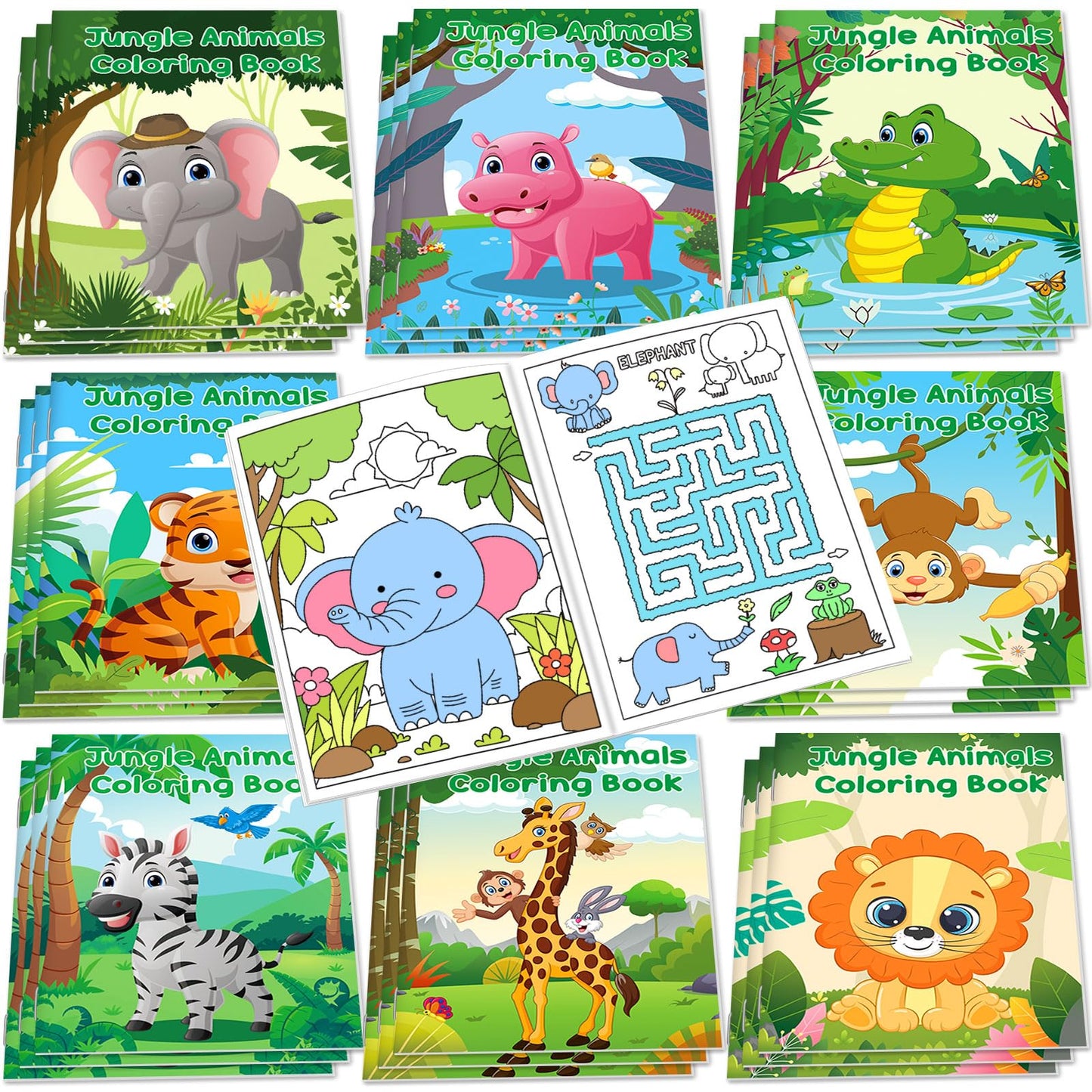 Safari Animal Mini Activity Coloring Books - 24 ct