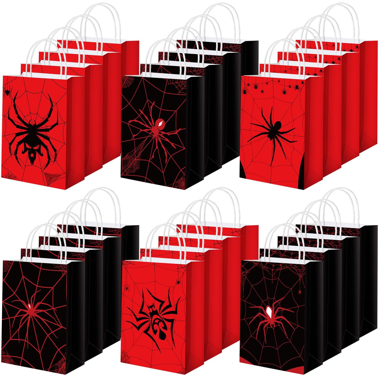 Spider Web Double-Sided Party Favor Bags Black & Red - 24 ct