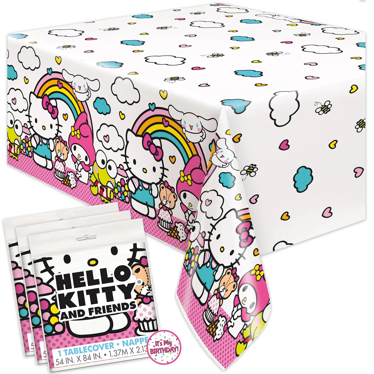 Hello Kitty Plastic Tablecloth Party Pack