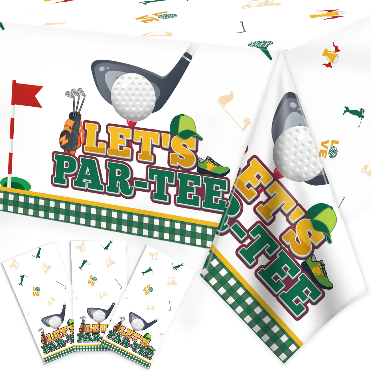 Golf Par-Tee Plastic Tablecloth – 3 Pack