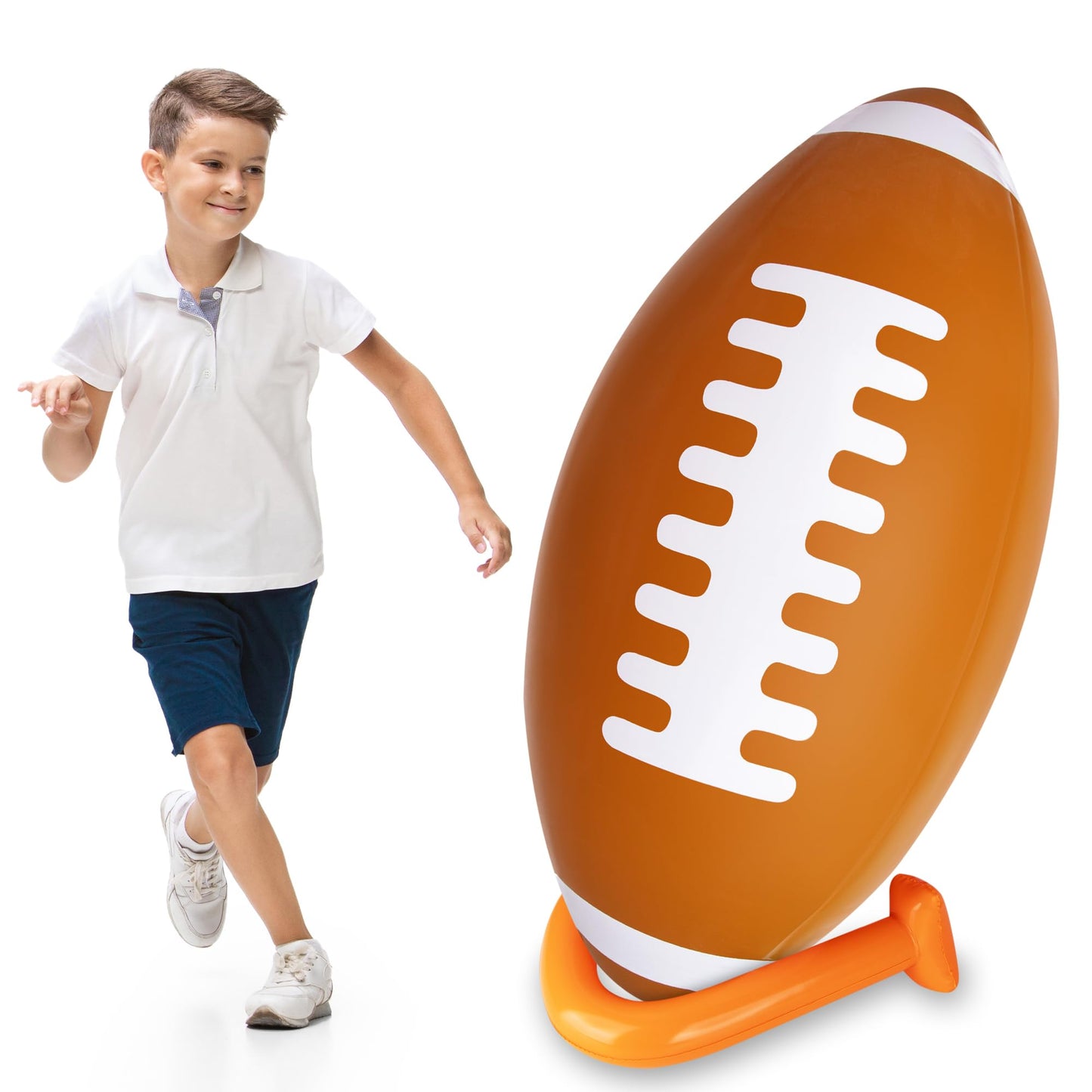 ArtCreativity 36" Giant Jumbo Inflatable Football with Tee Stand - Large Inflatable Football for Superbowl Party Decorations - Blow Up Football Decor for Tailgates - Game Day Football Party Supplies