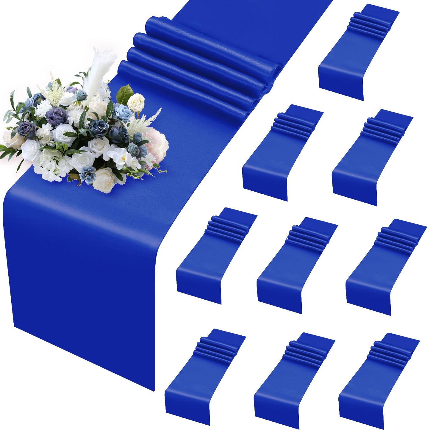 Royal Blue Satin Table Runners – 10 Pack, 12 x 108 Inch