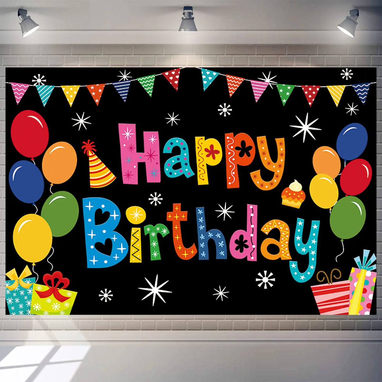 Colourful Happy Birthday Backdrop Banner – 7 x 5 Ft