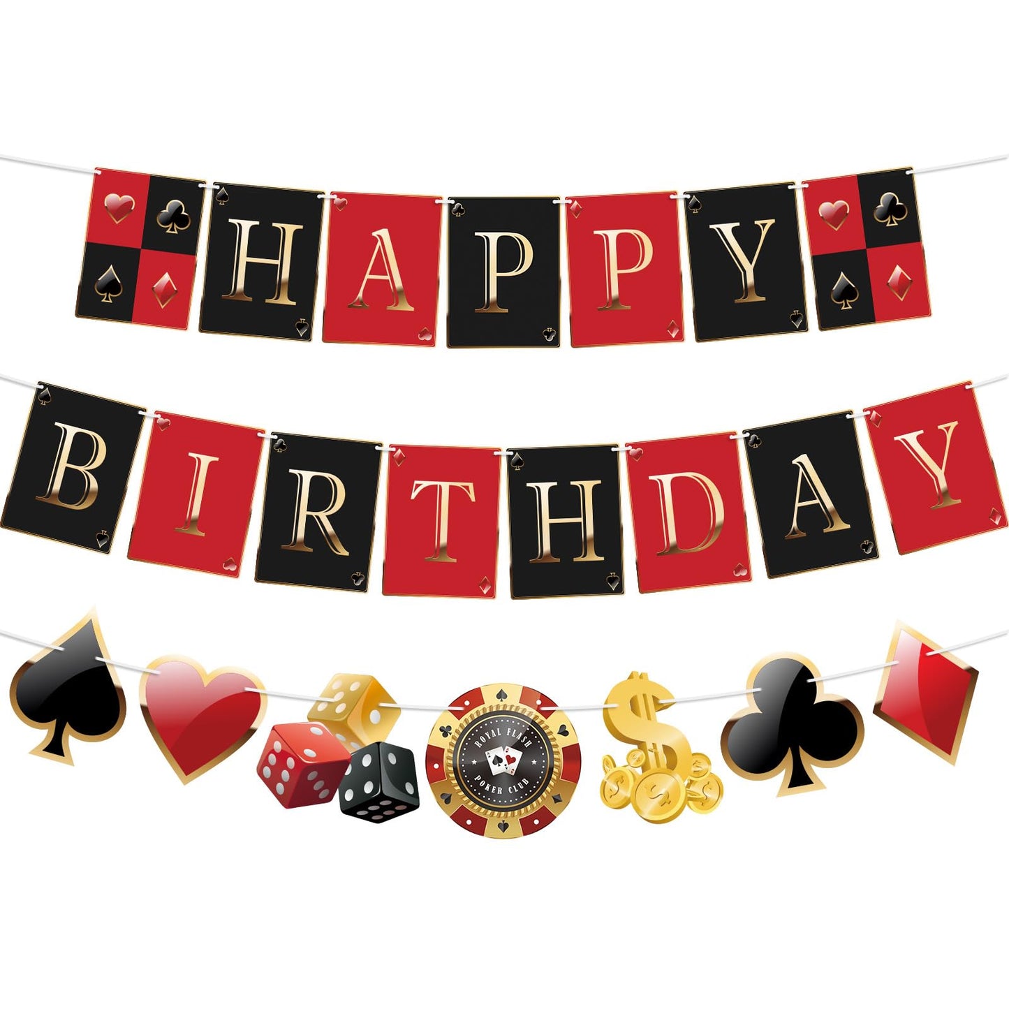 Casino Birthday Party Banner – Red & Black Poker Theme